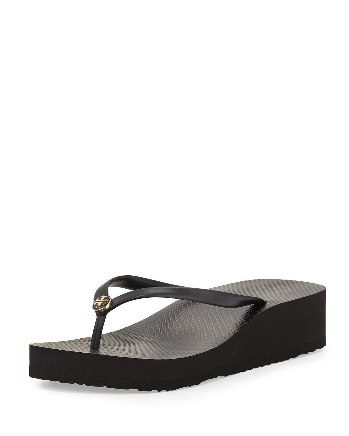 Tory Burch Carved Wedge Flipflop in Black Lyst