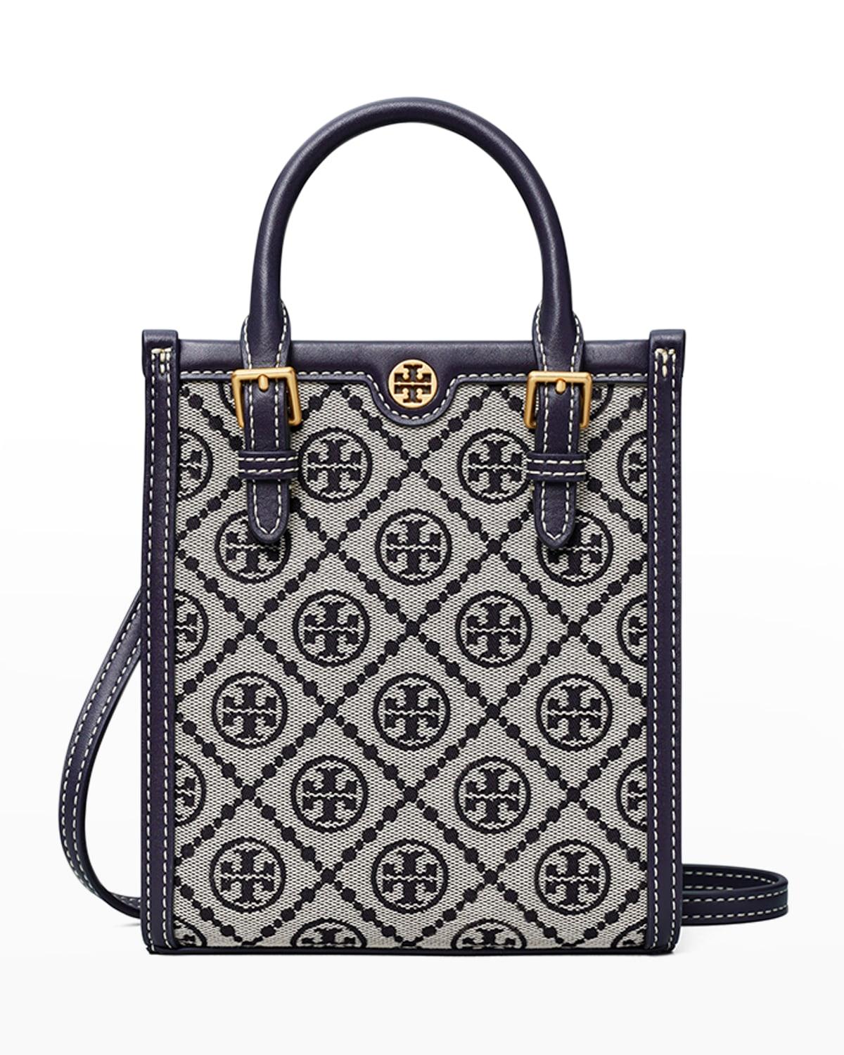 Tory Burch Mini T Monogram Jacquard North-south Tote Bag in Black | Lyst