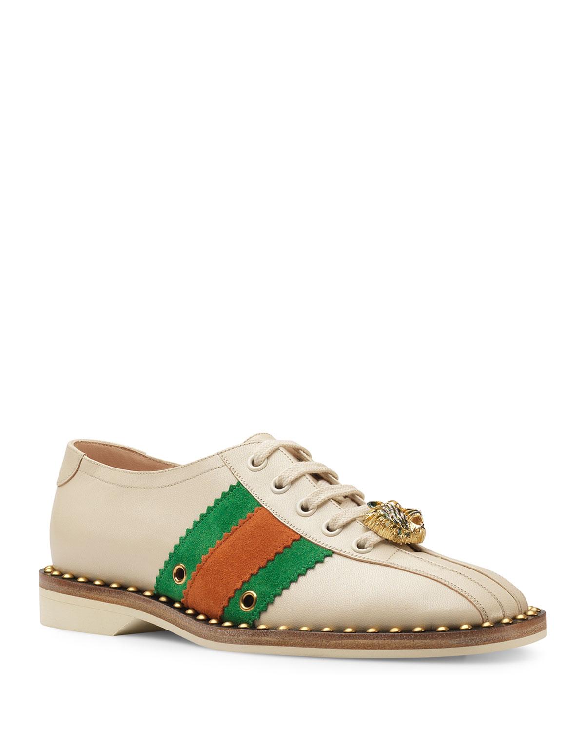 Gucci Leather Laceup Bowling Shoe Sneakers for Men Lyst