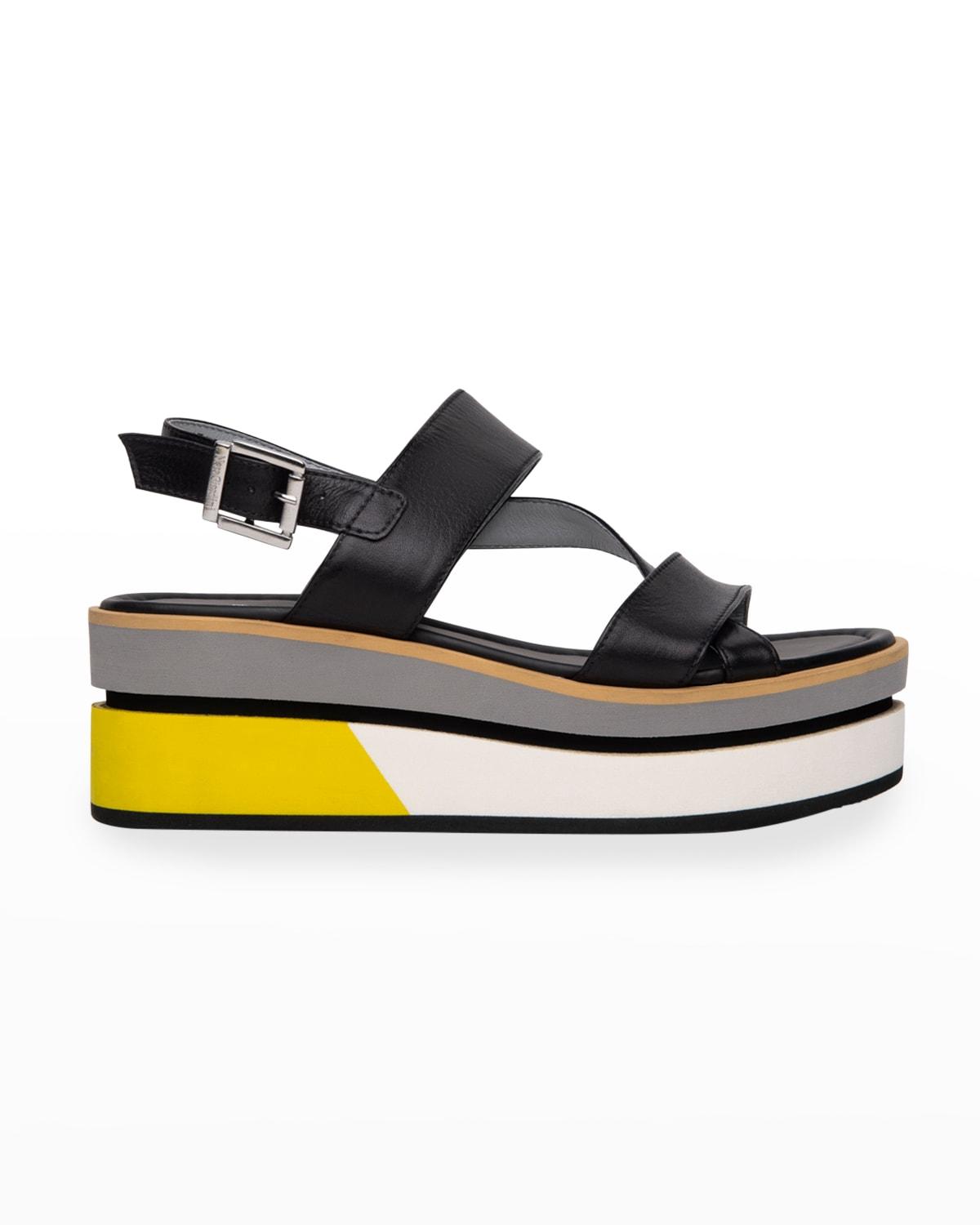 Nero Giardini Eva Colorblock-sole Wedge Sandals in Black | Lyst