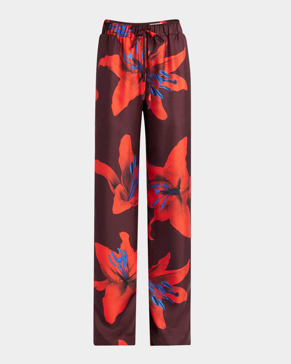 パンツ alexander mcqueen Printed satin wide-leg pant Smashed Screen Silk Trouser | ALEXANDER MCQUEEN | elysewalker
