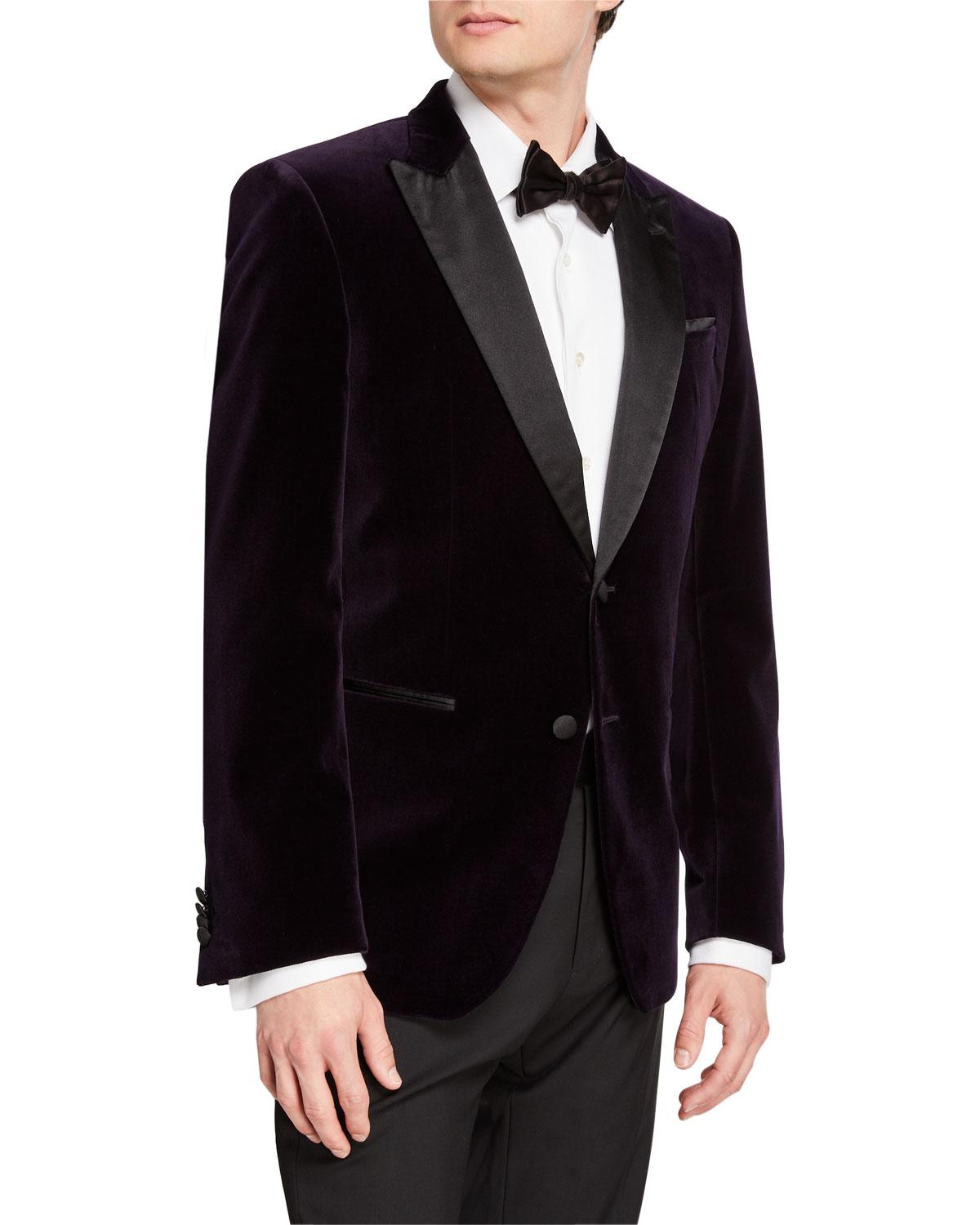 BOSS Men's Slim-fit Velvet Dinner Jacket, Purple for Men - Lyst