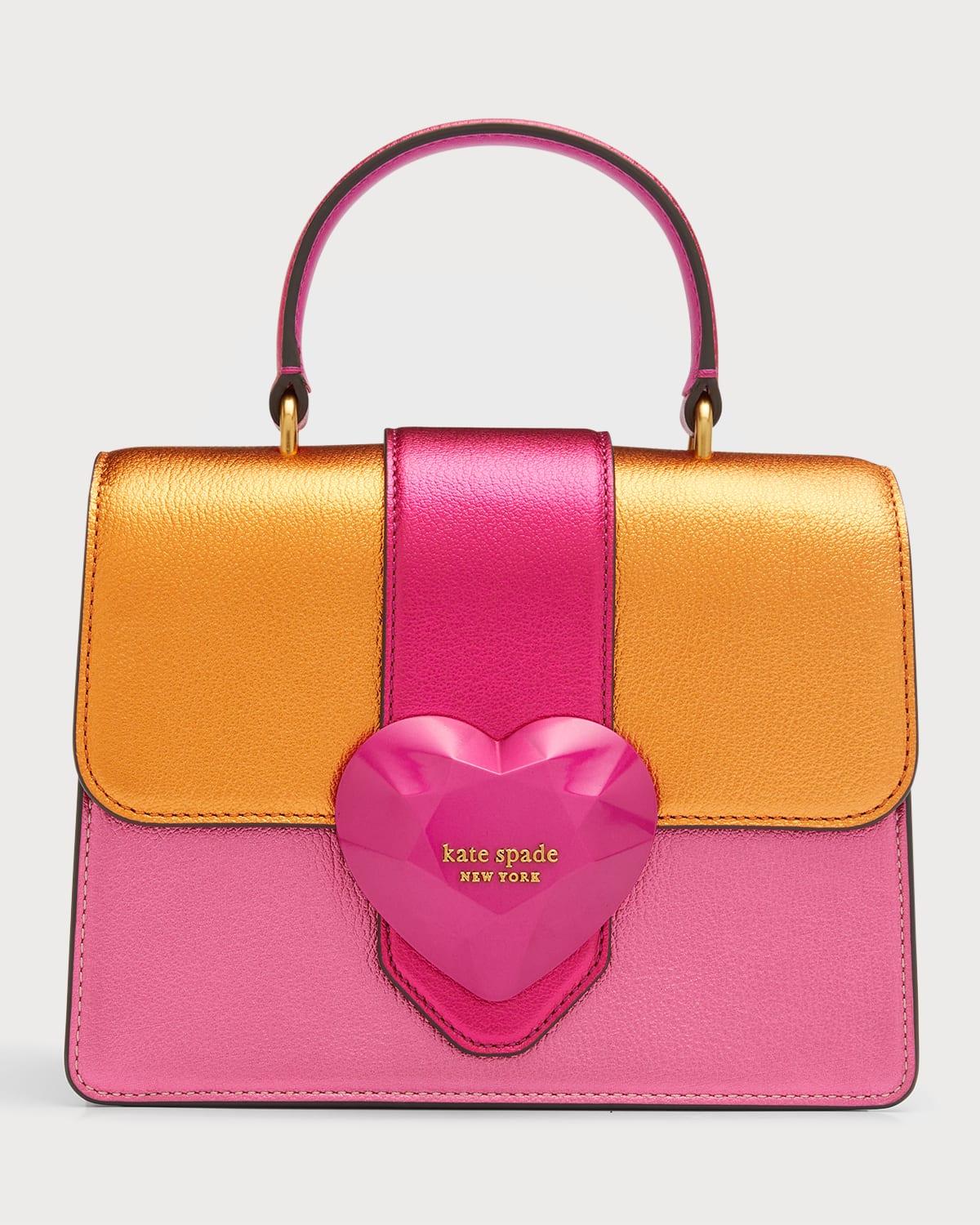 Kate Spade Bijou Mini Heart Colorblock Metalic Top-handle Bag in