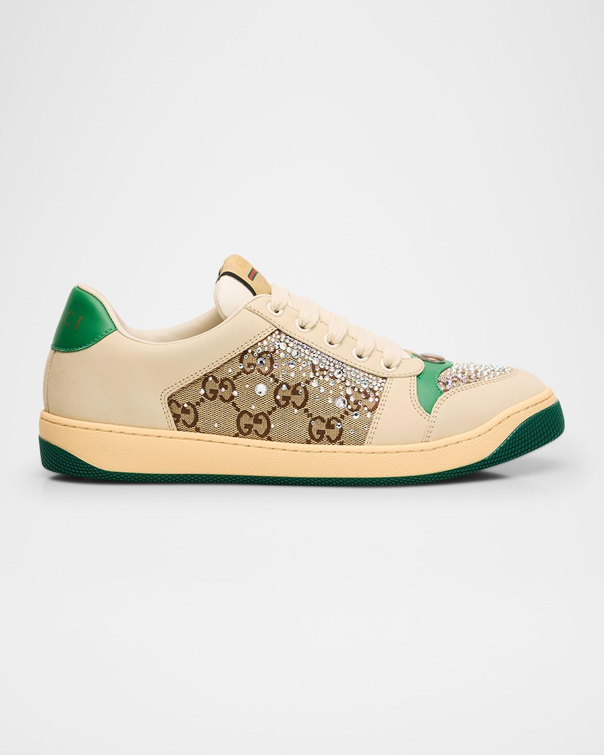 25新作 GUCCI スクリーナー ウィメンズ スニーカー GGクリスタル スクリーナー〕GG クリスタル ウィメンズ スニーカーベージュ