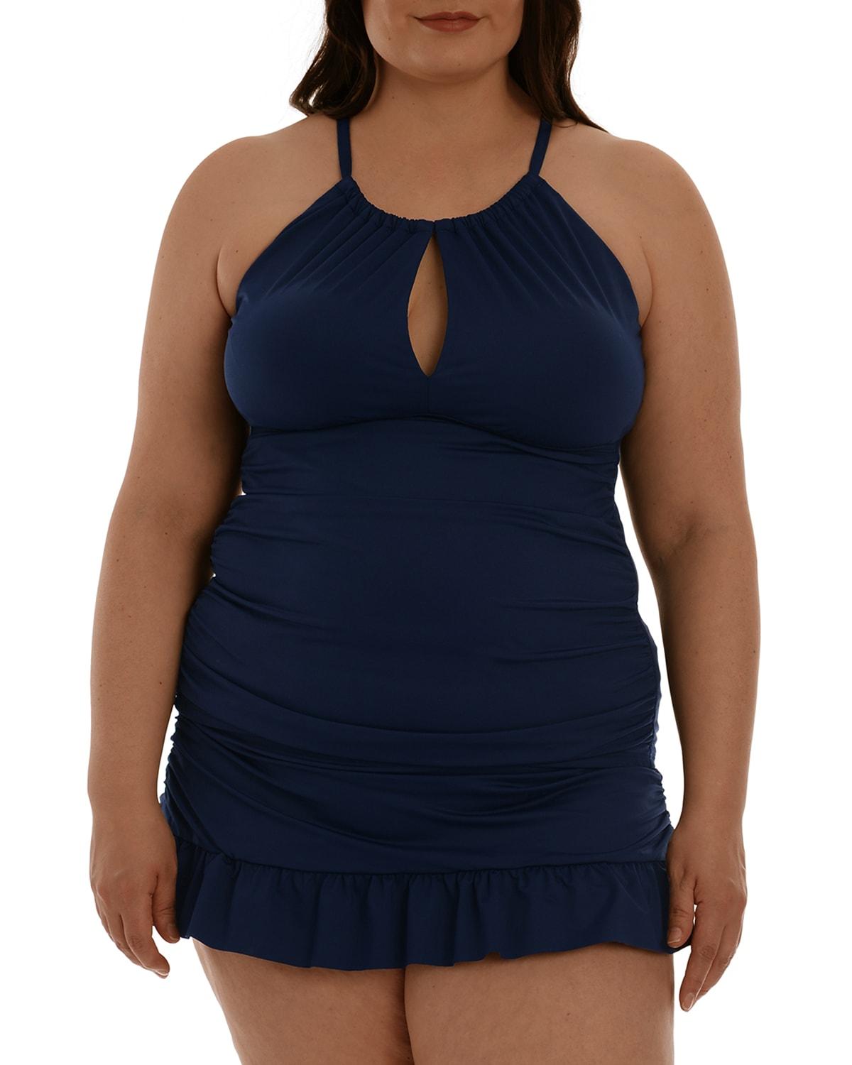 La Blanca Plus Size Highneck Keyhole Tankini Top in Blue Lyst