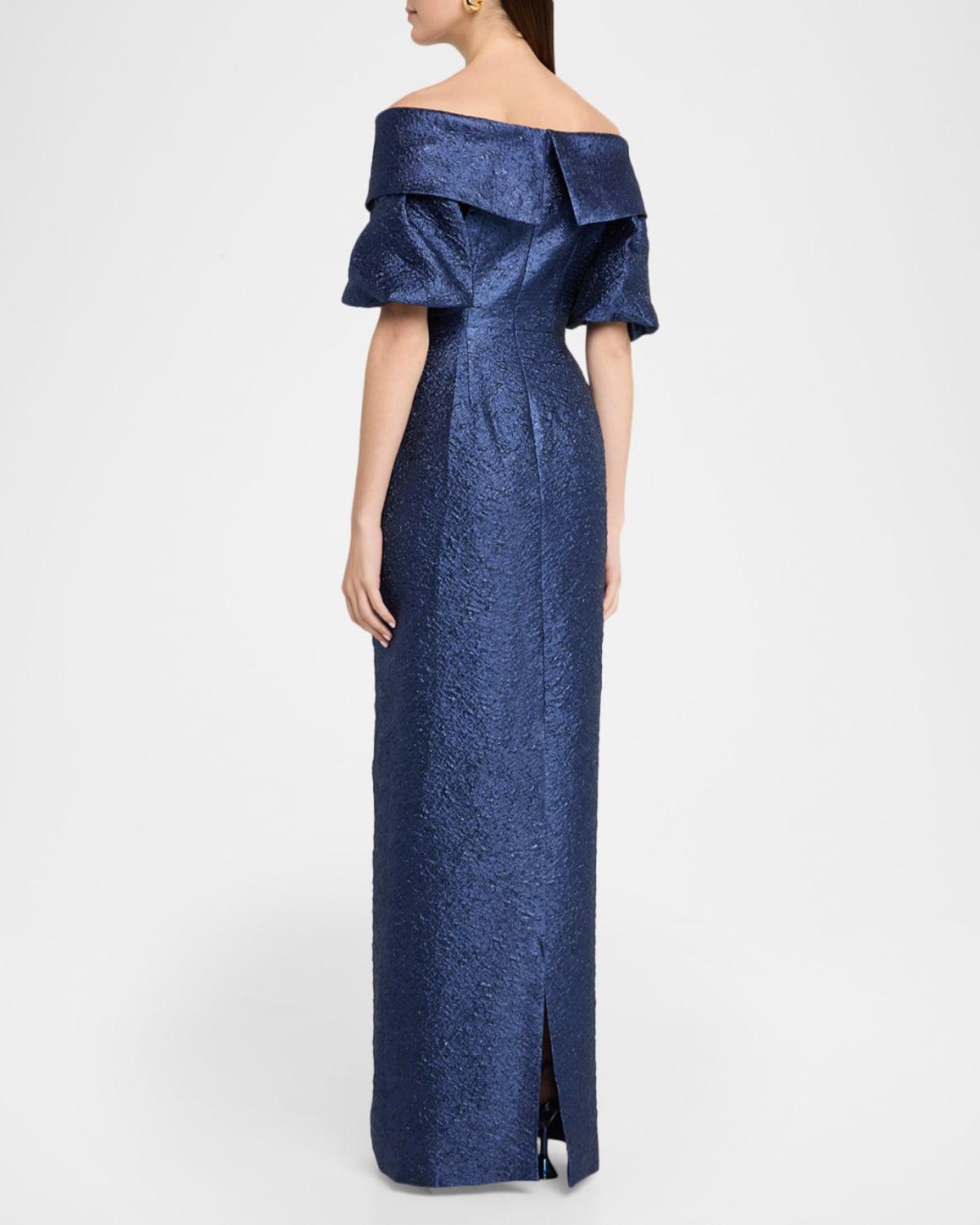 formal dress stores in austin tx Teri Jon Jacquard Off The Shoulder Column Gown Size 10 main image 0