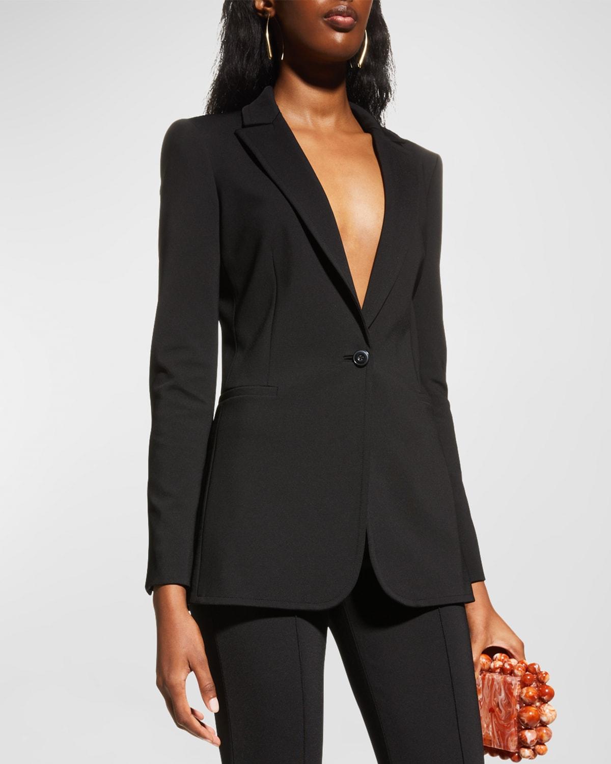 Alice + Olivia Breann Long Fitted Blazer in Black | Lyst