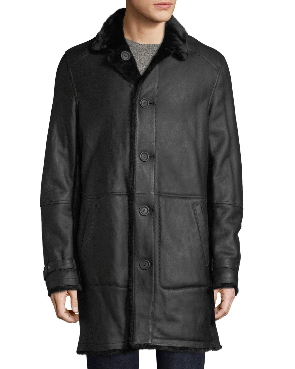 Yves Salomon Men's Lamb Leather Shearling Fur-lined Coat in Black for ...