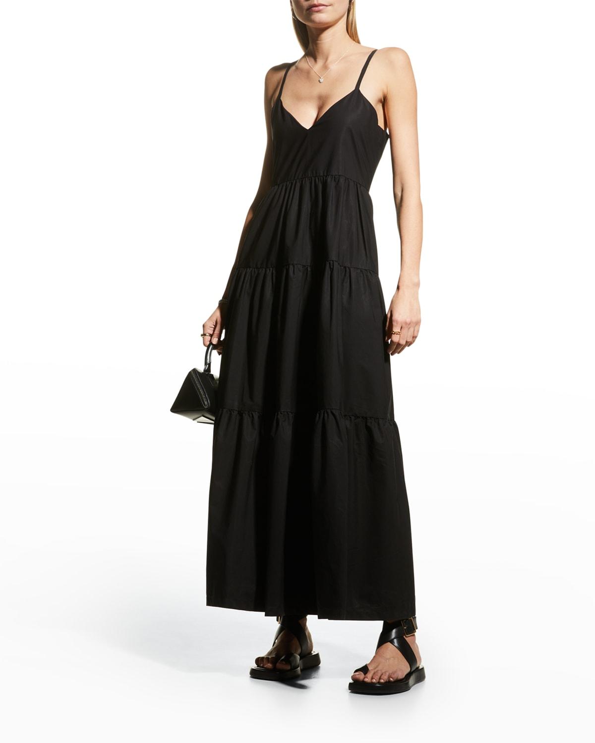 Rohe Milou Tiered Maxi Dress in Black | Lyst