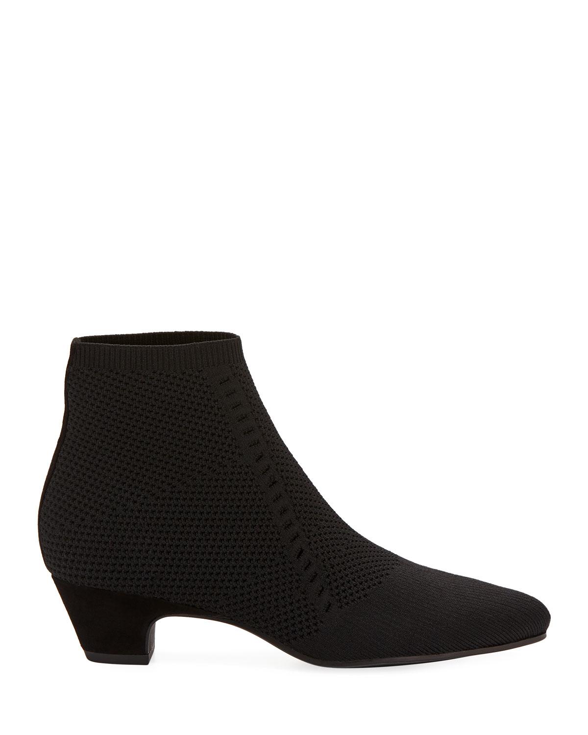 Eileen Fisher Suede Purl Stretch-knit Fabric Booties in Black - Lyst
