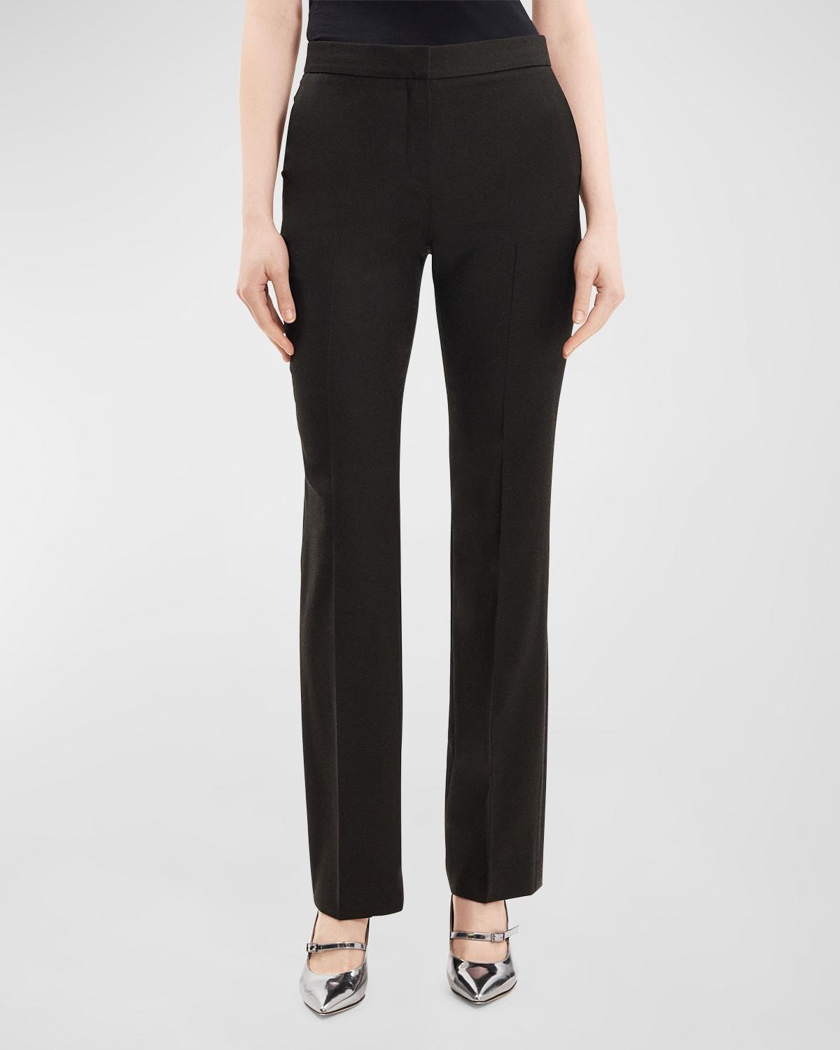 High-rise straight-leg wool pants