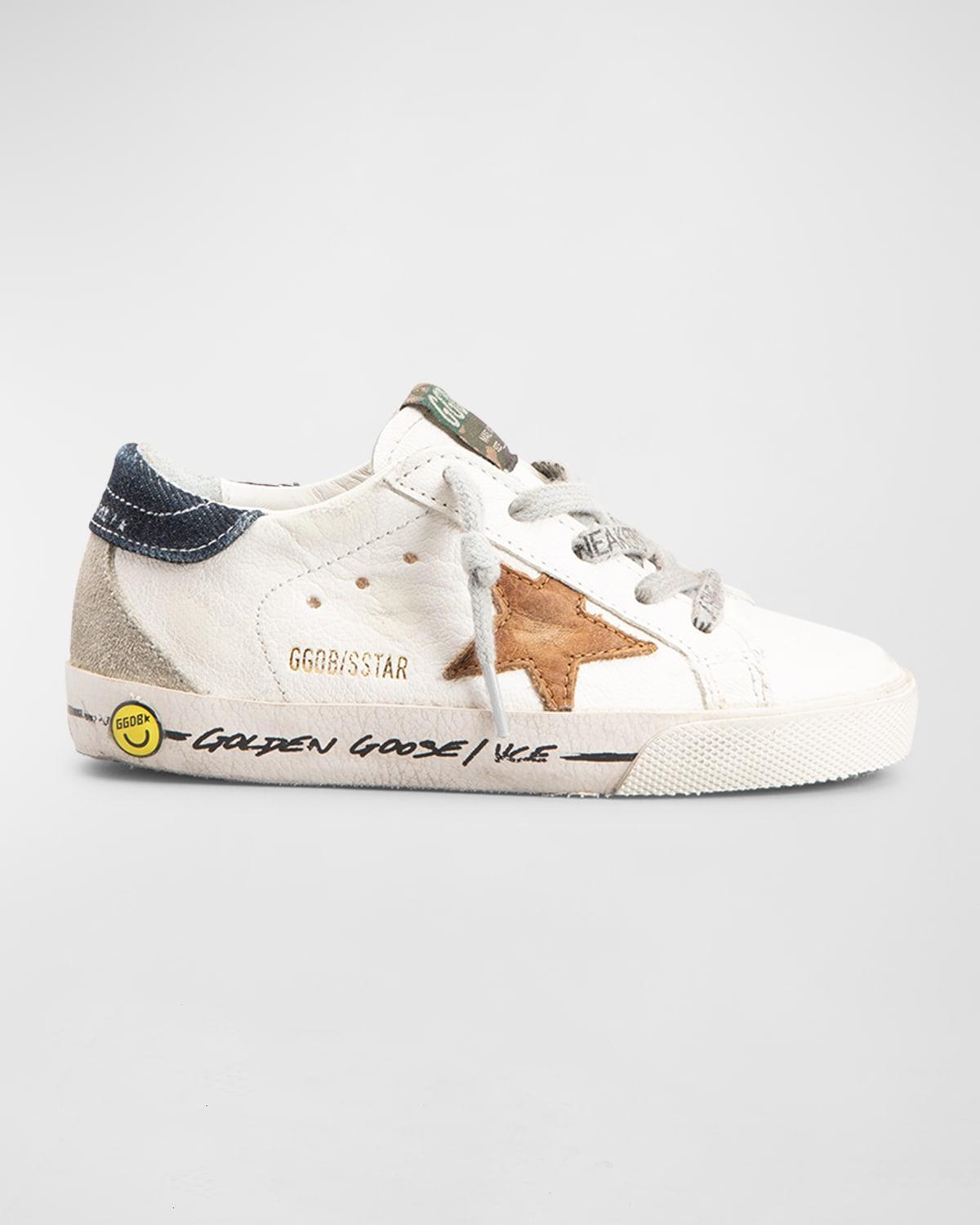 Golden Goose Kid's Super Star Nappa Leather Sneakers, Size Baby ...