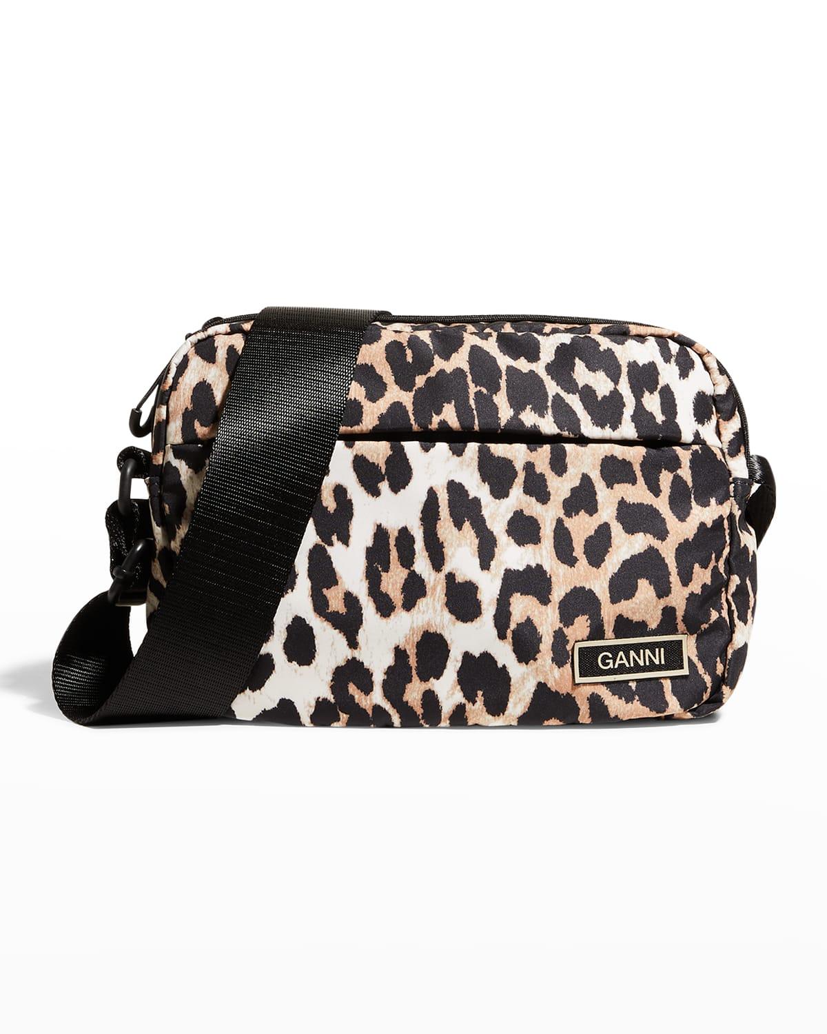 Ganni Leopard Recycled Tech Camera Crossbody Bag in Black Lyst