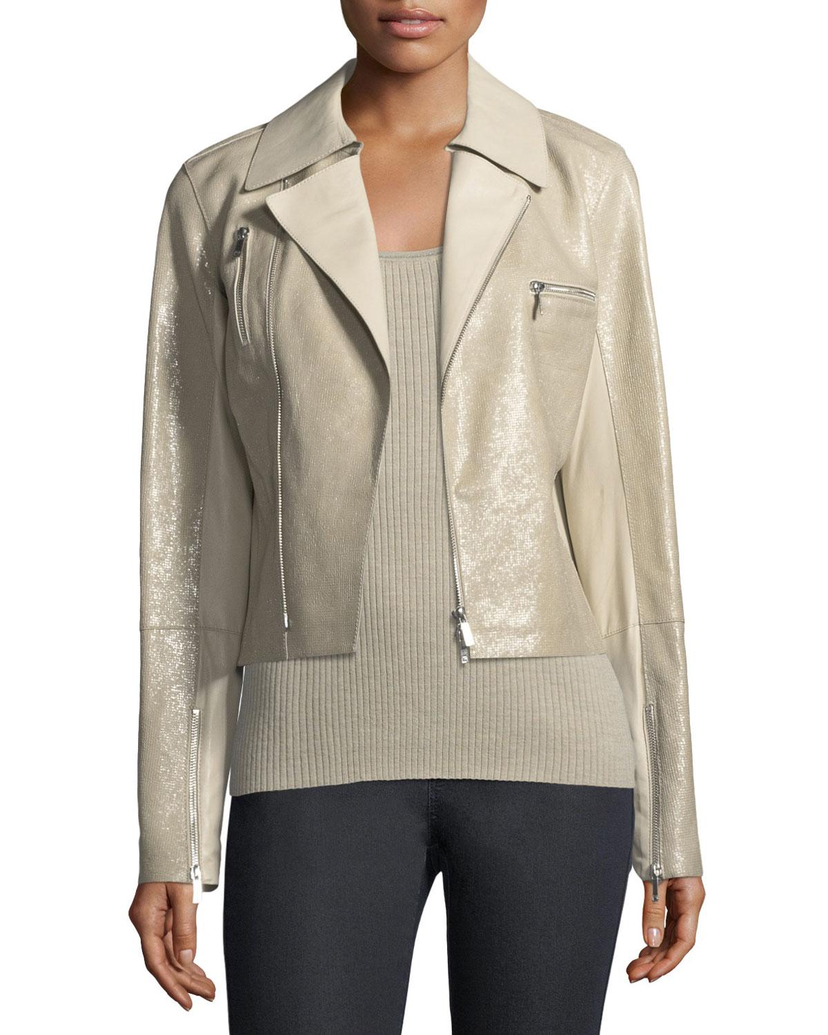 Lafayette 148 New York Lambskin Leather Jacket Cairoamani Com Lyst Lafayette 148 New York Bevin Checker Glass Leather Biker Jacket