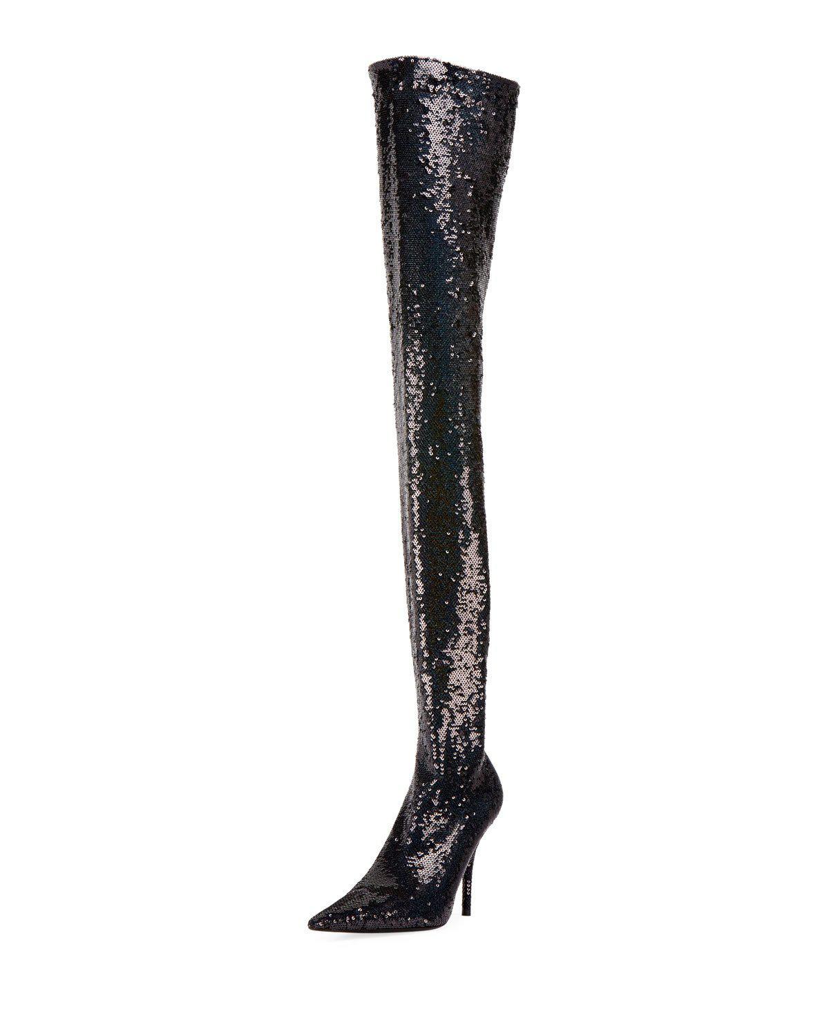 black sequin over the knee boots