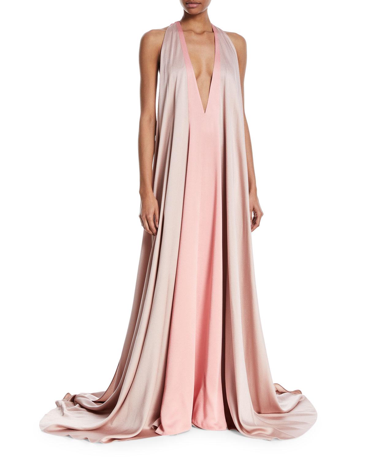color block evening gown