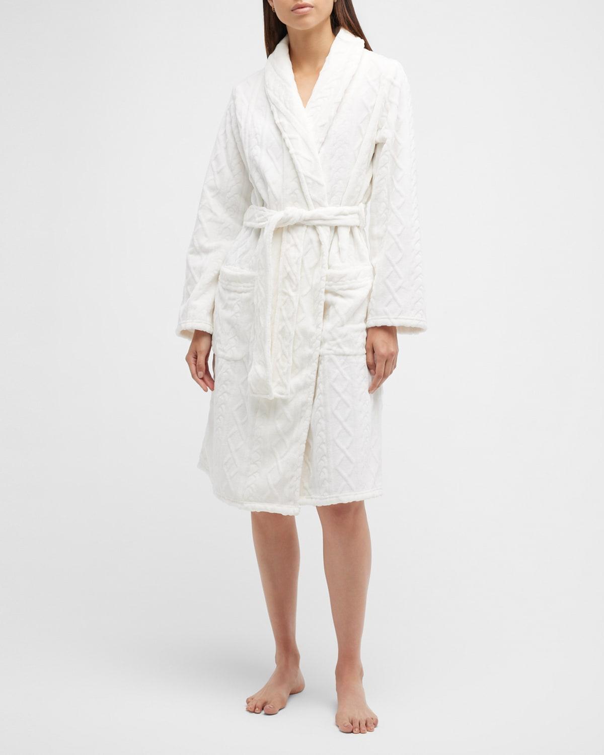 Pj Salvage Cableknit Shawlcollar Robe in White Lyst