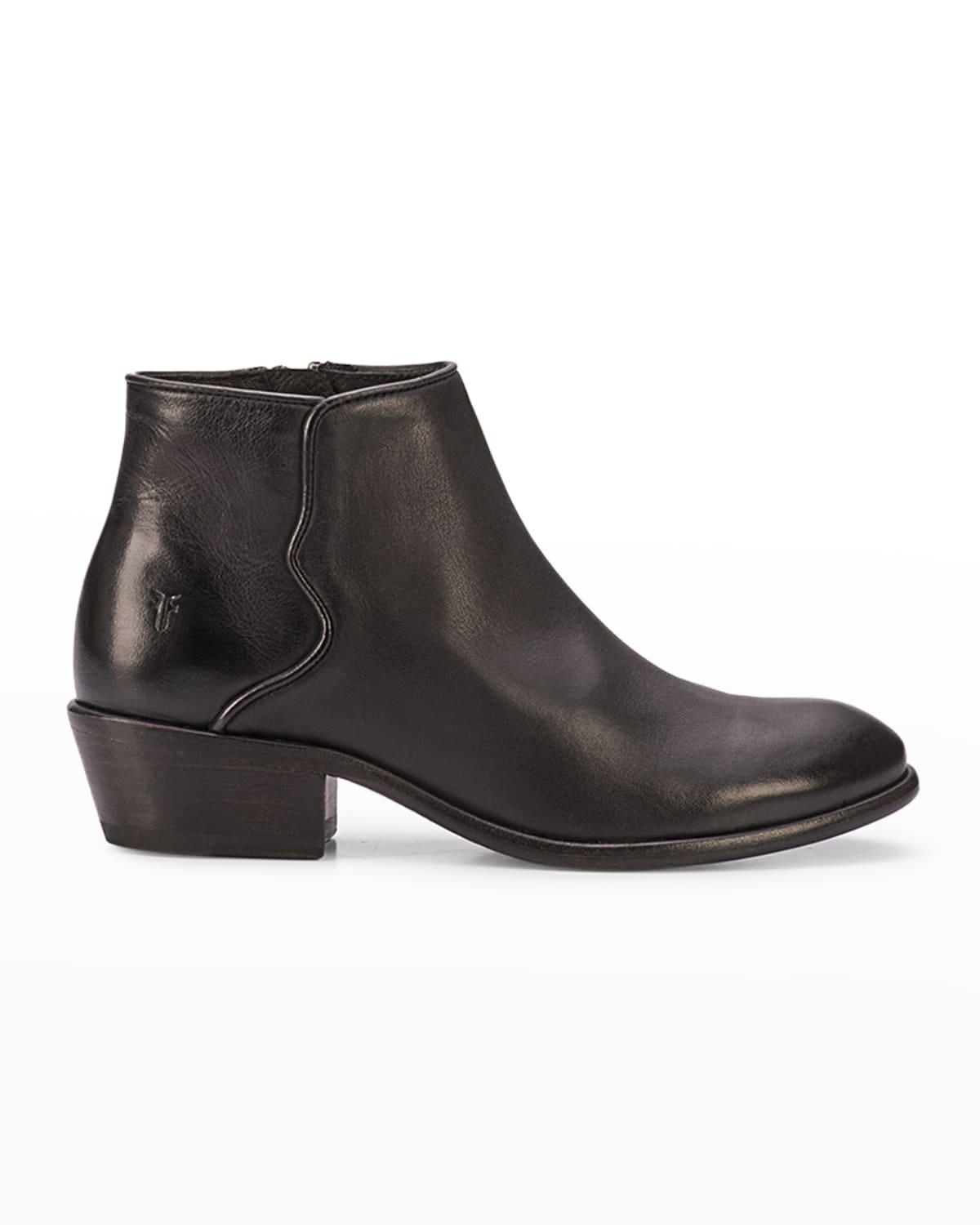 Frye Carson Leather Piping Ankle Booties in Black | Lyst