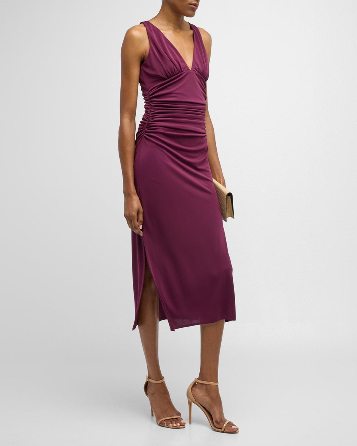 Cinq À Sept Lacey Sleeveless Crepe Midi Dress in Purple | Lyst