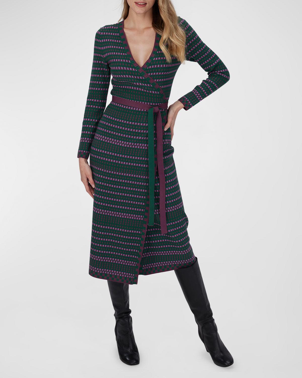 Energize Give forsigtigt Diane von Furstenberg Barby Geometric-print Midi Wrap Dress in Blue | Lyst
