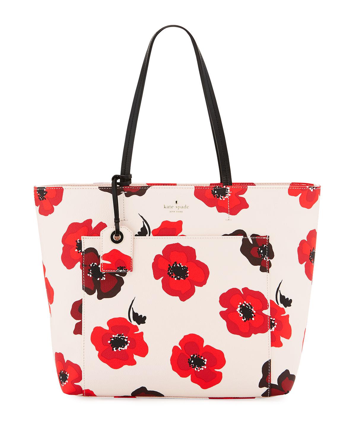 Kate Spade Riley Hyde Lane Poppyprint Tote Bag in Red Lyst