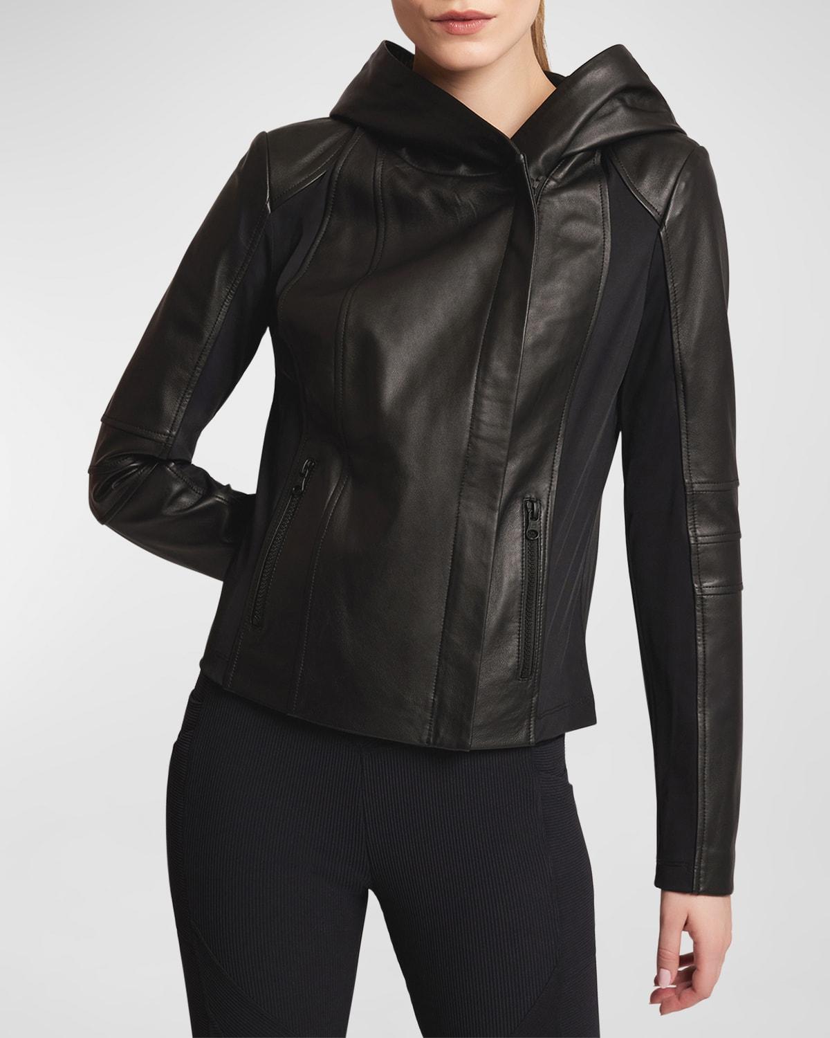 BLANC NOIR Too Shy Hooded Leather Jacket in Black Lyst