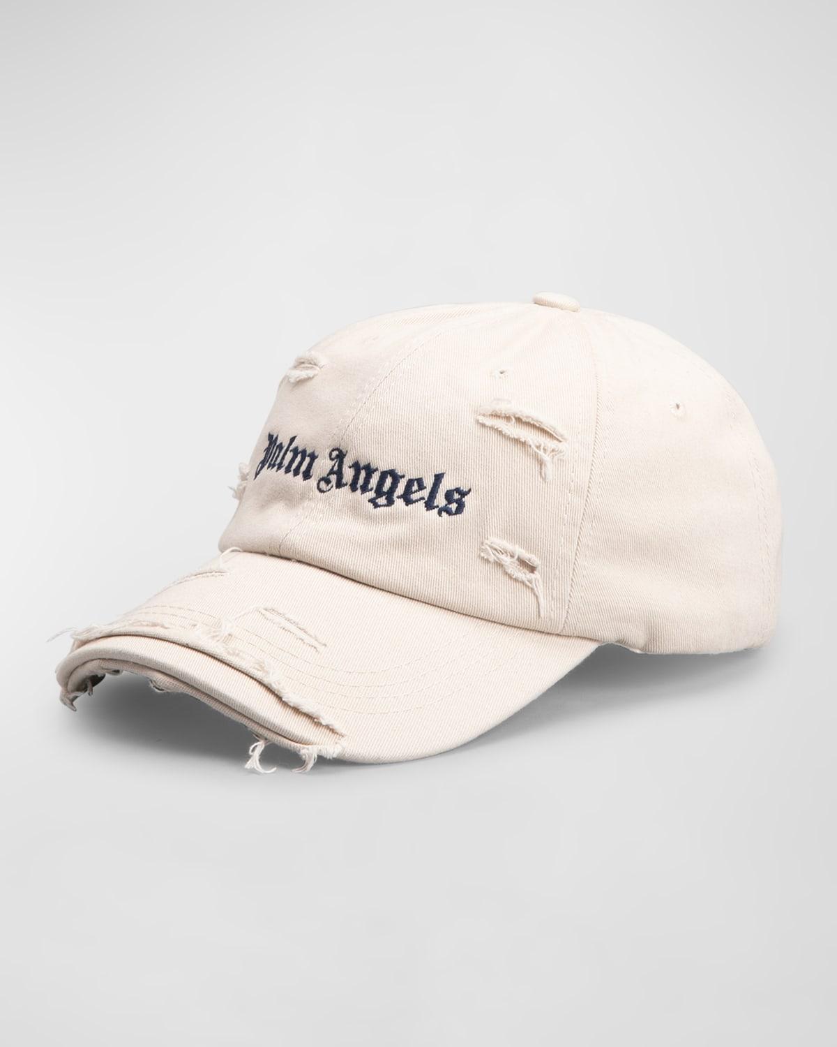 Palm Angels Ripped Logo Baseball Cap in White for Men | Lyst