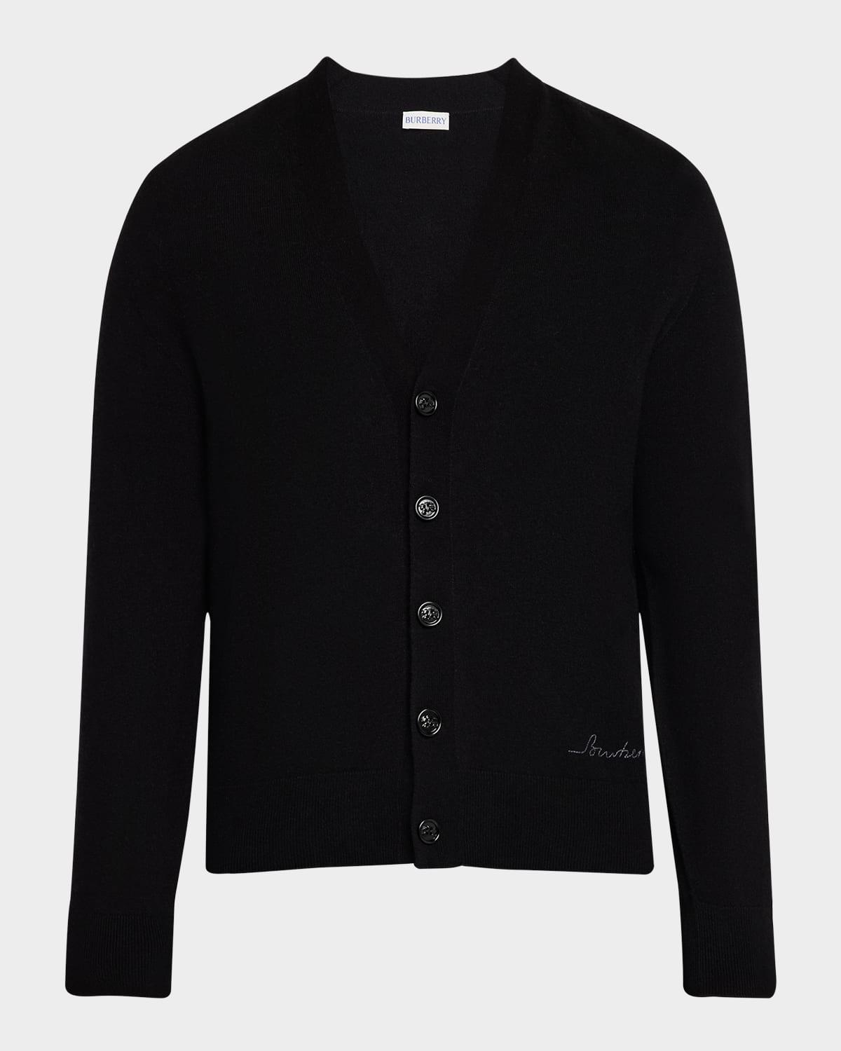 Burberry Cashmere Cardigan Sweater in Black for Men | Lyst
