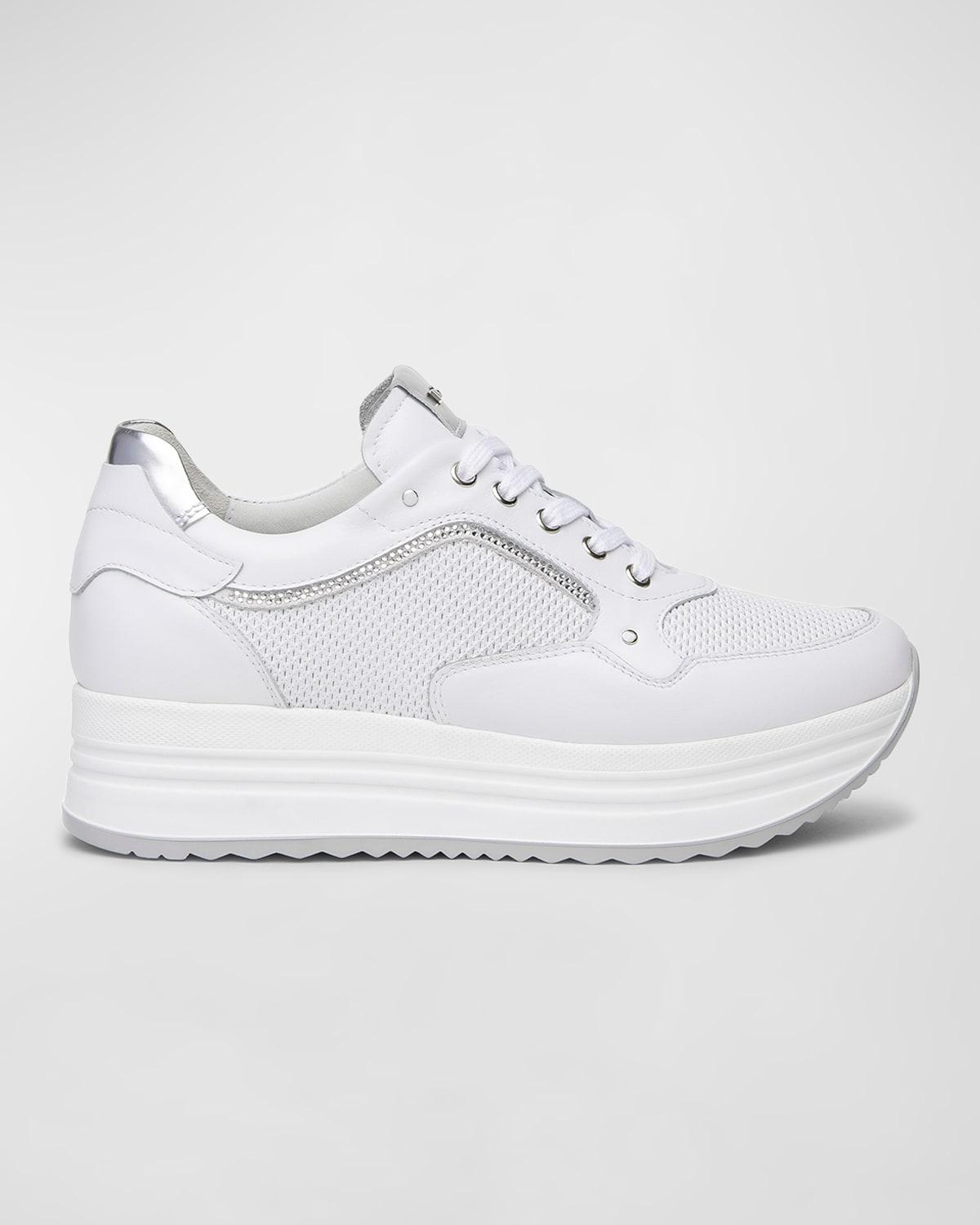 Nero Giardini Perforated Leather Platform Sneakers in White Lyst