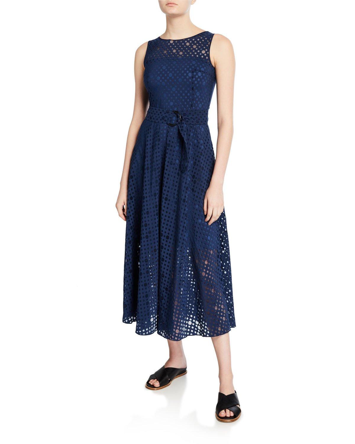 Akris Punto Jersey Organza-dotted Dress in Blue | Lyst