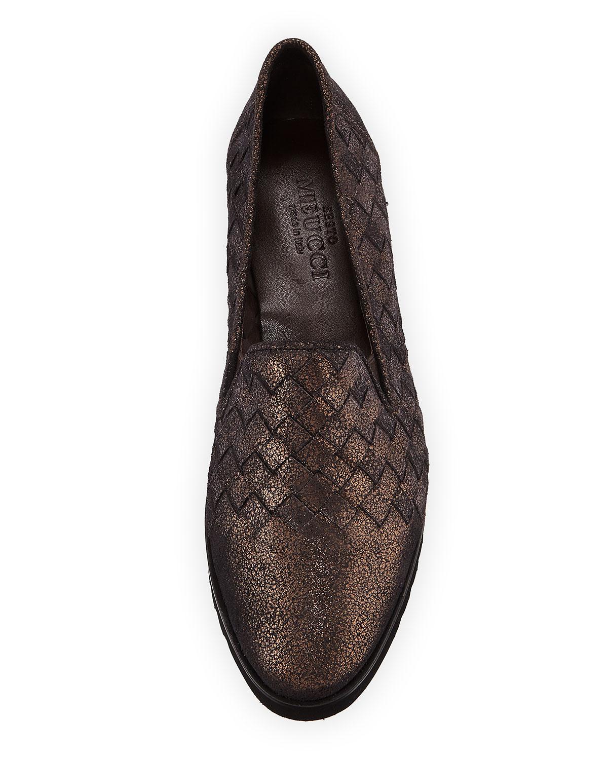Sesto Meucci Naia Iconic Woven Metallic Leather Loafers, Brown - Save ...
