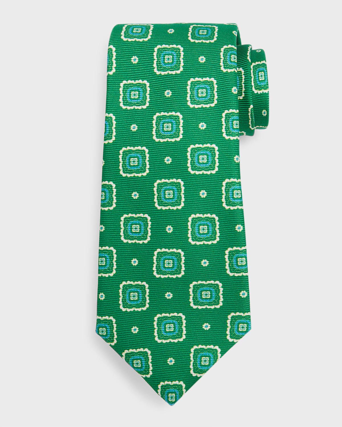 Kiton Silk Medallion-print Tie in Green for Men | Lyst