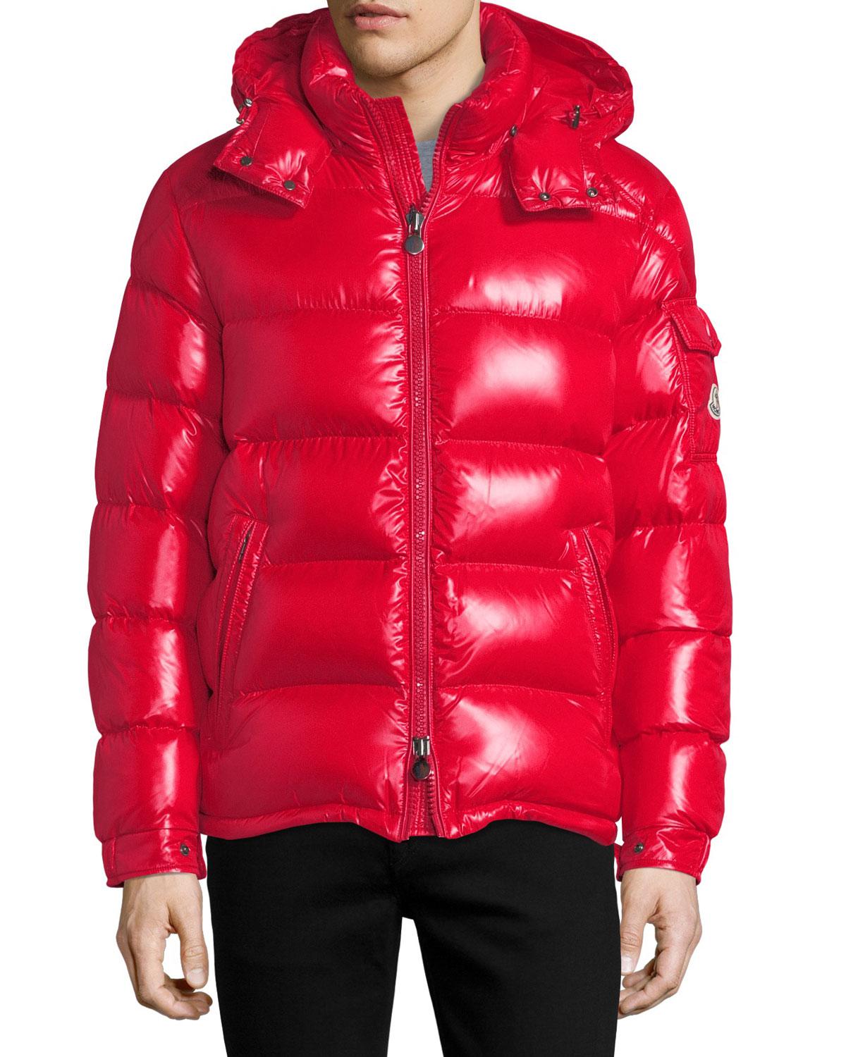 all red moncler jacket