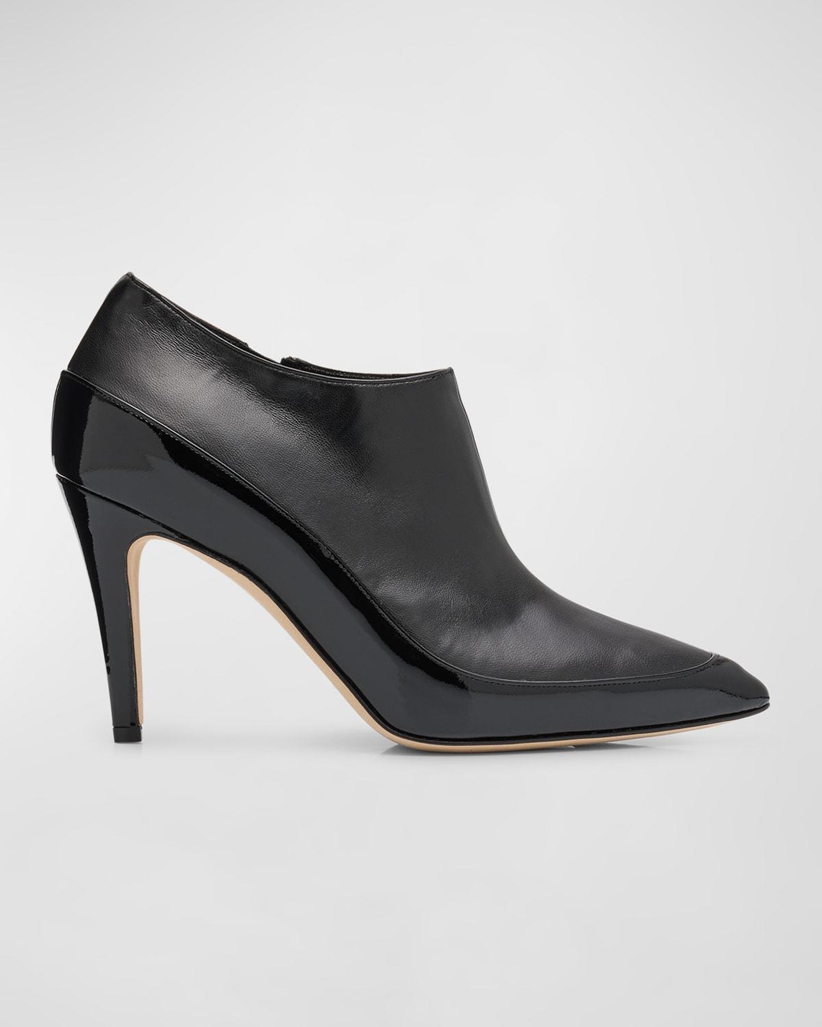 Manolo Blahnik Mixed Leather Low Cut Ankle Booties in Black Lyst