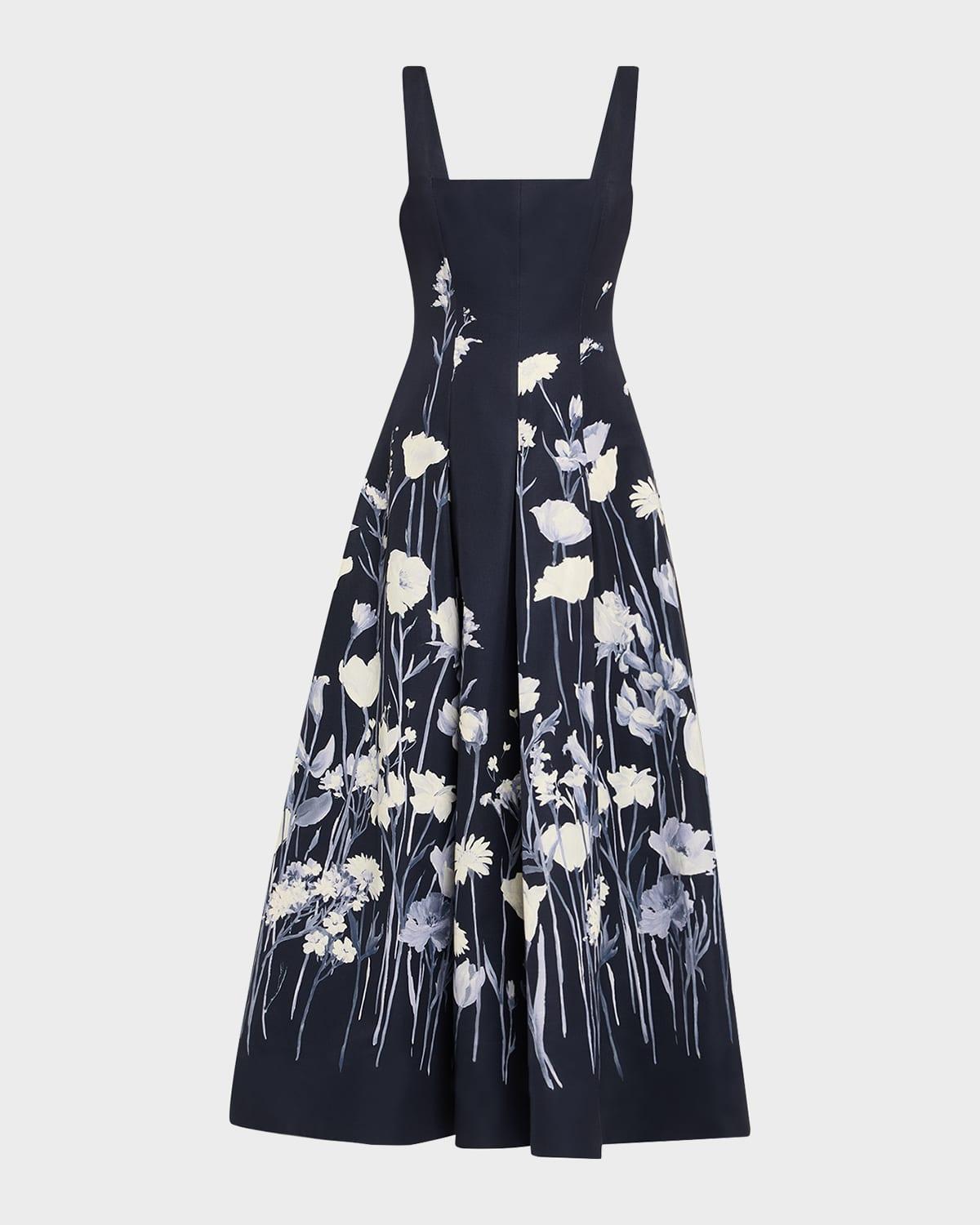 princess polly baby blue dress Lela Rose Floral Embroidered Gown - Navy main image 1