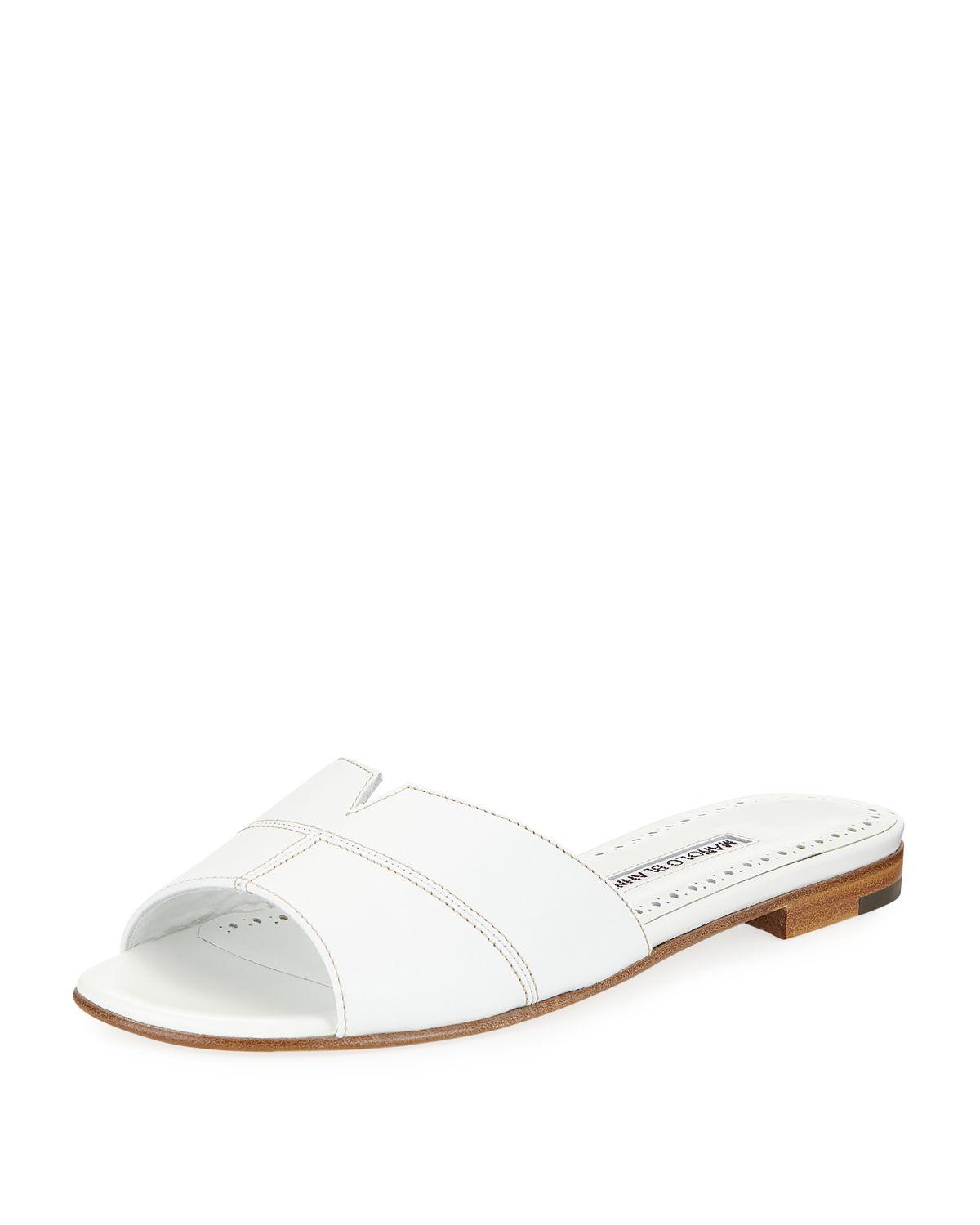flat leather slide sandals