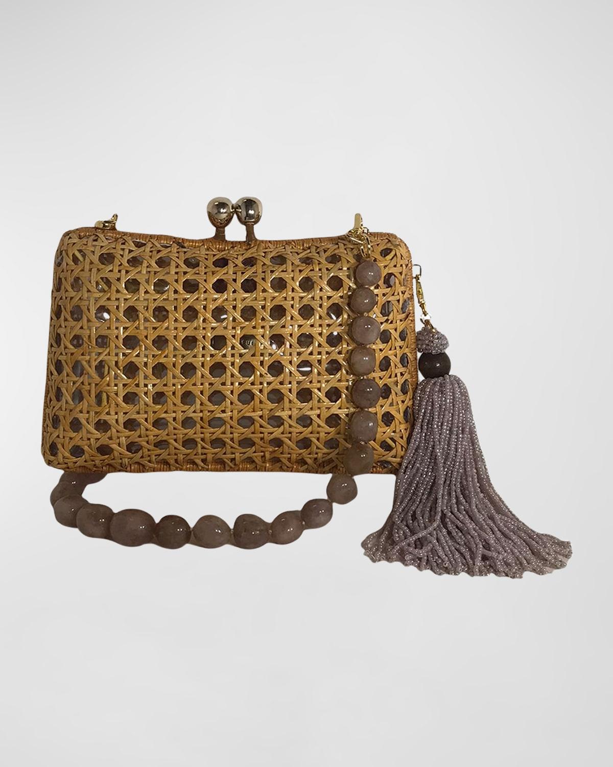 Serpui Charlotte Om Cutout Wicker Tophandle Bag in Natural Lyst