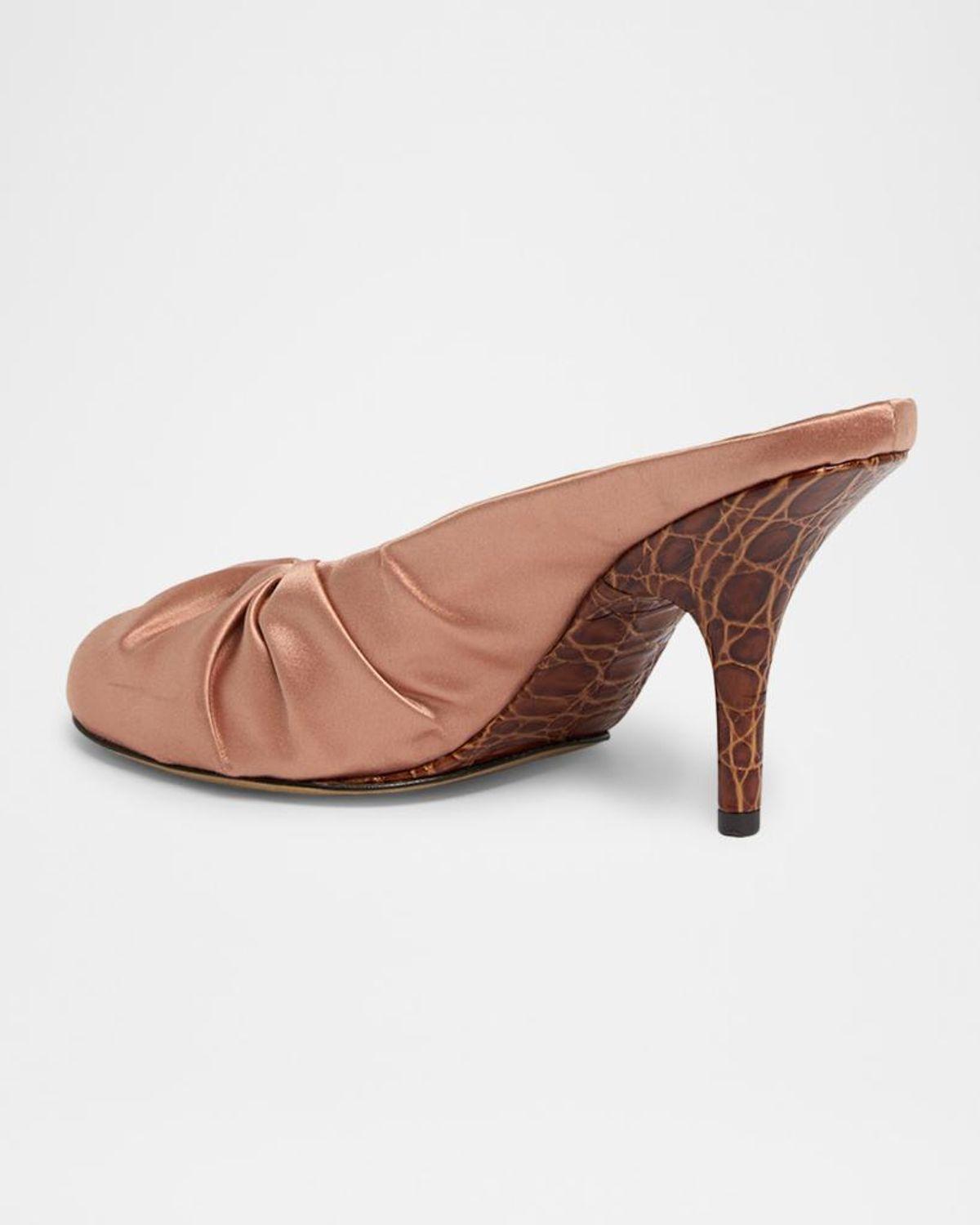 Dries Van Noten Ruched Satin Mules in Pink | Lyst