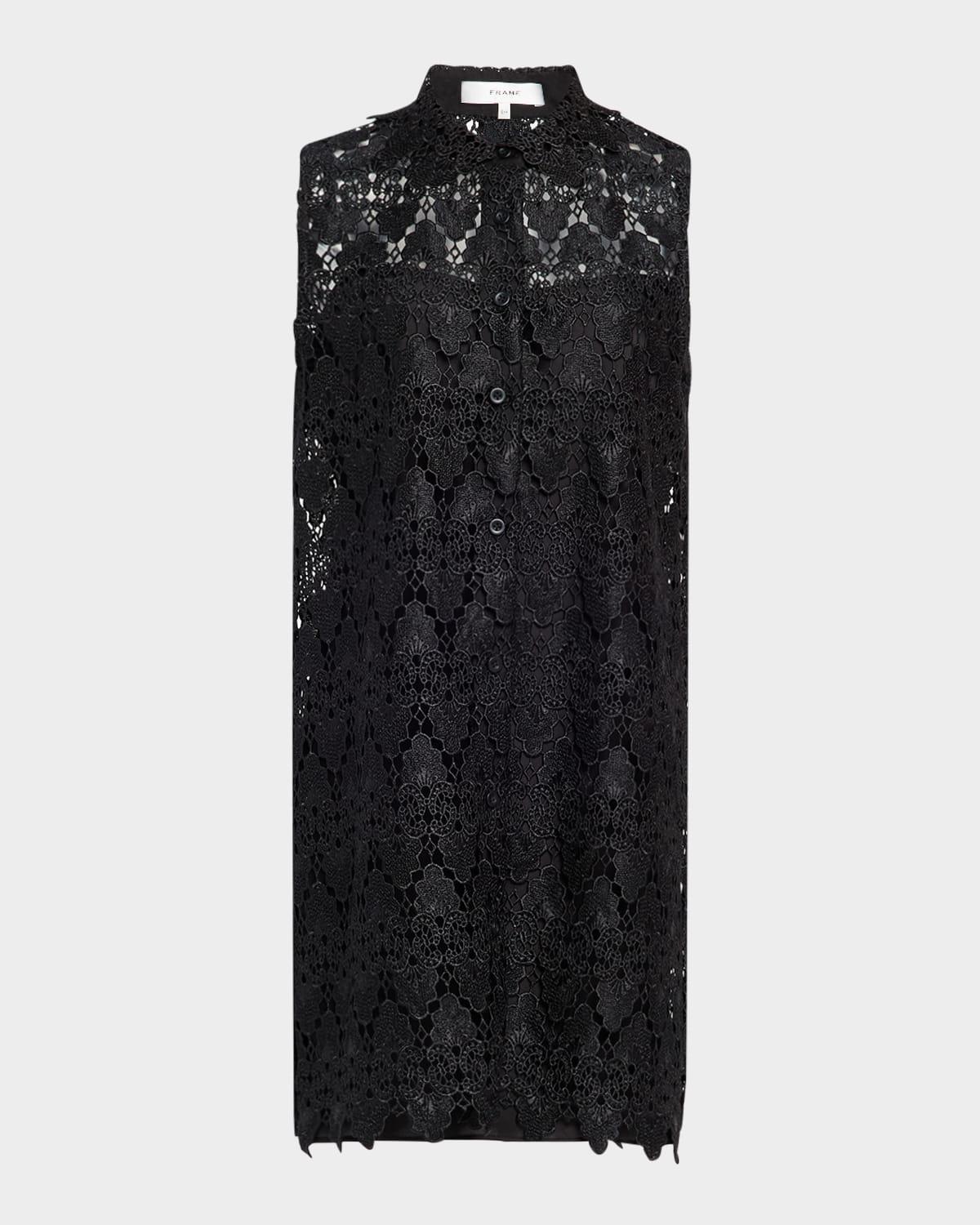 FRAME The Deco Lace Mini Dress in Black | Lyst