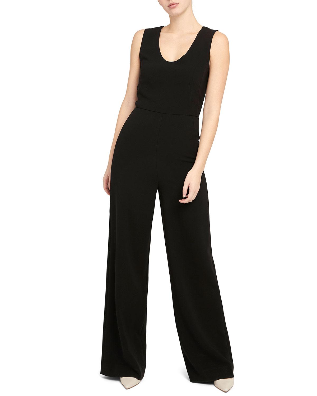 Theory Synthetic Seamed Scoop-neck Jumpsuit in Black - Lyst