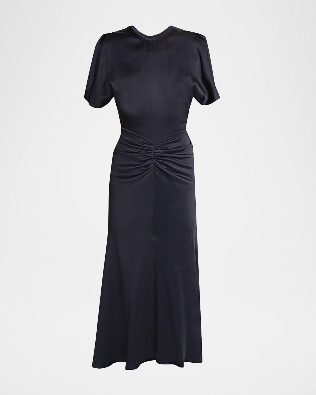 victoria beckham high neck pleated belted midi dress high neck pleated belted midi dress by victoria beckham Victoria Beckham Stone Sleeveless Twist Asymmetrical Midi Dress