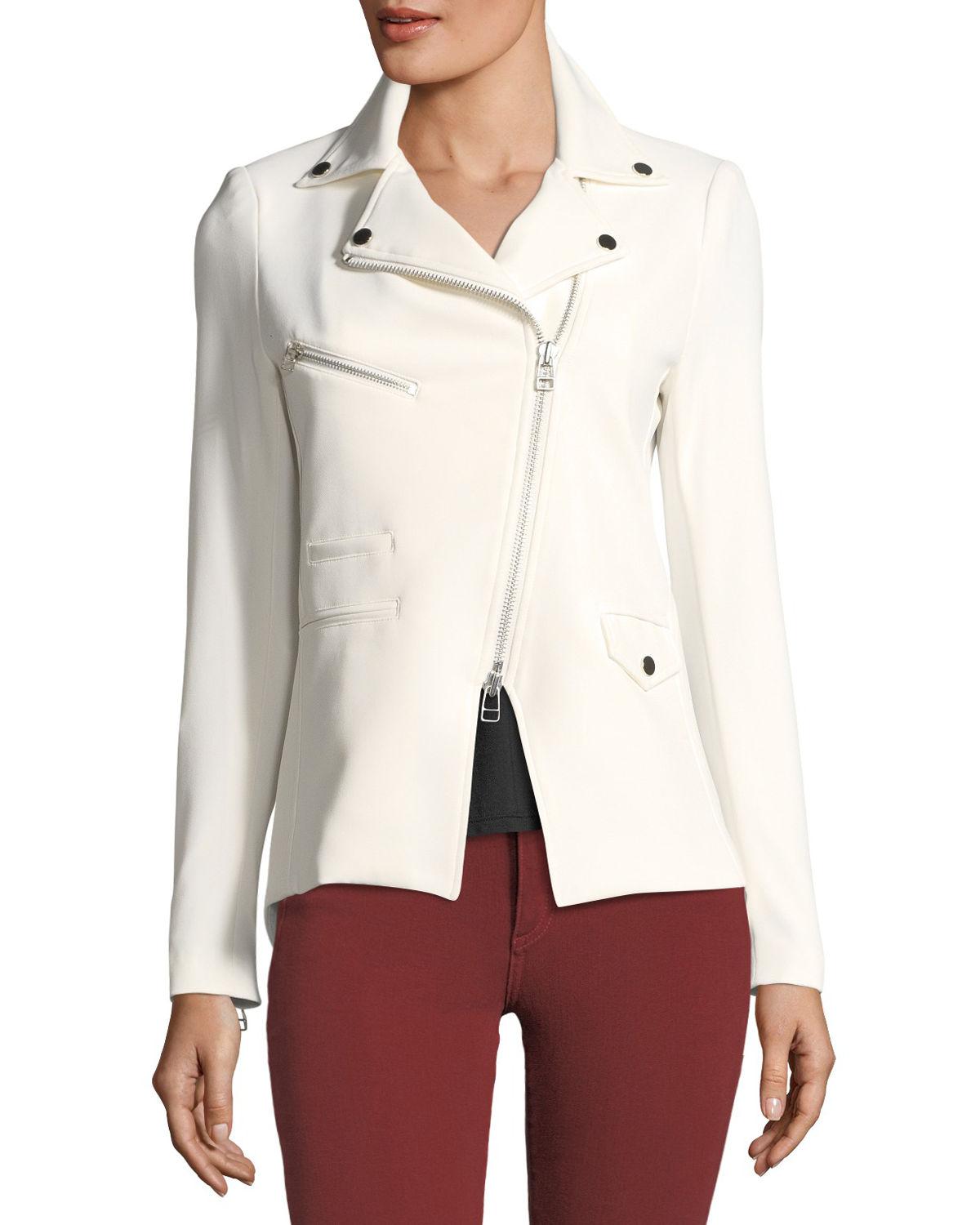 Veronica Beard Neoprene Hadley Zip-front Scuba Jacket in White - Lyst