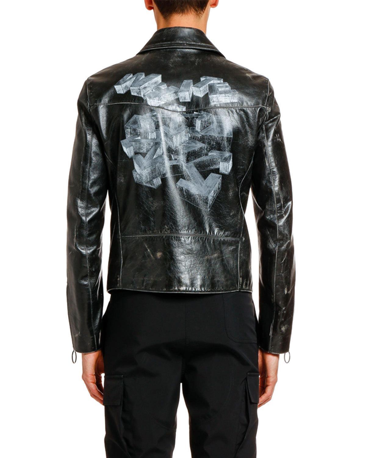 Off-White c/o Virgil Abloh Arrow Biker Jacket in Black for Men | Lyst