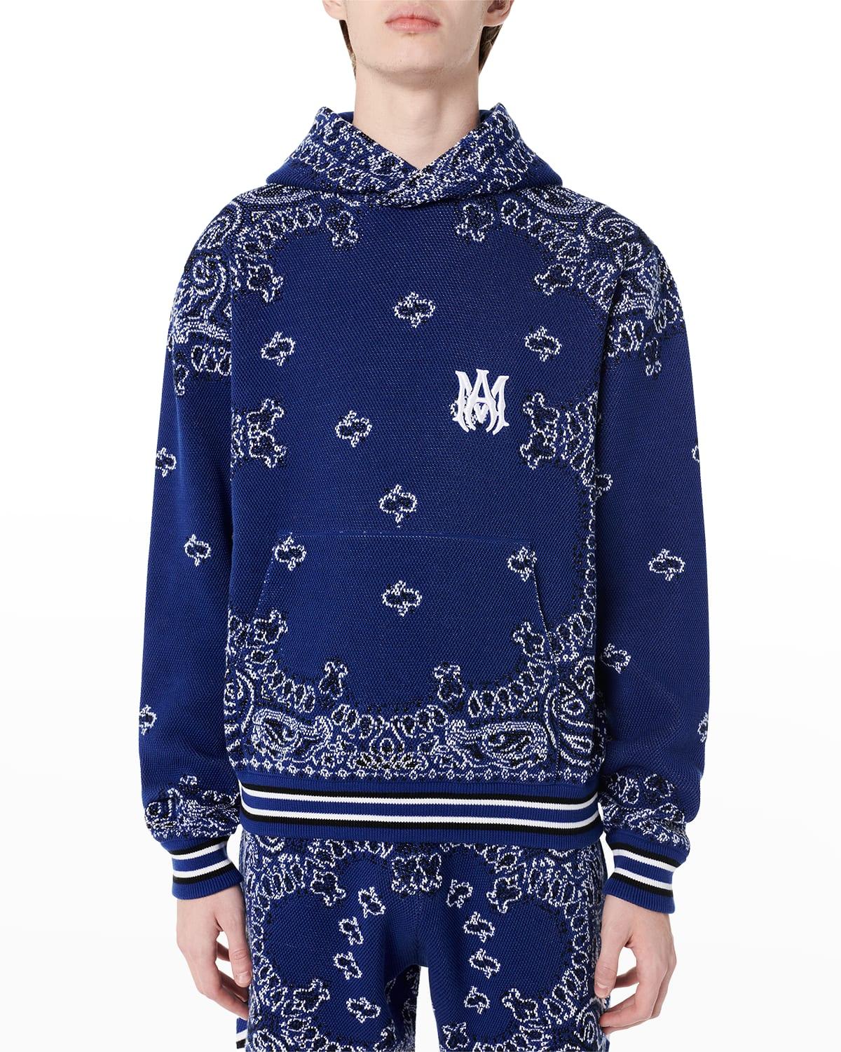 Amiri Bandana Intarsia Cashmere Hoodie in Blue for Men | Lyst