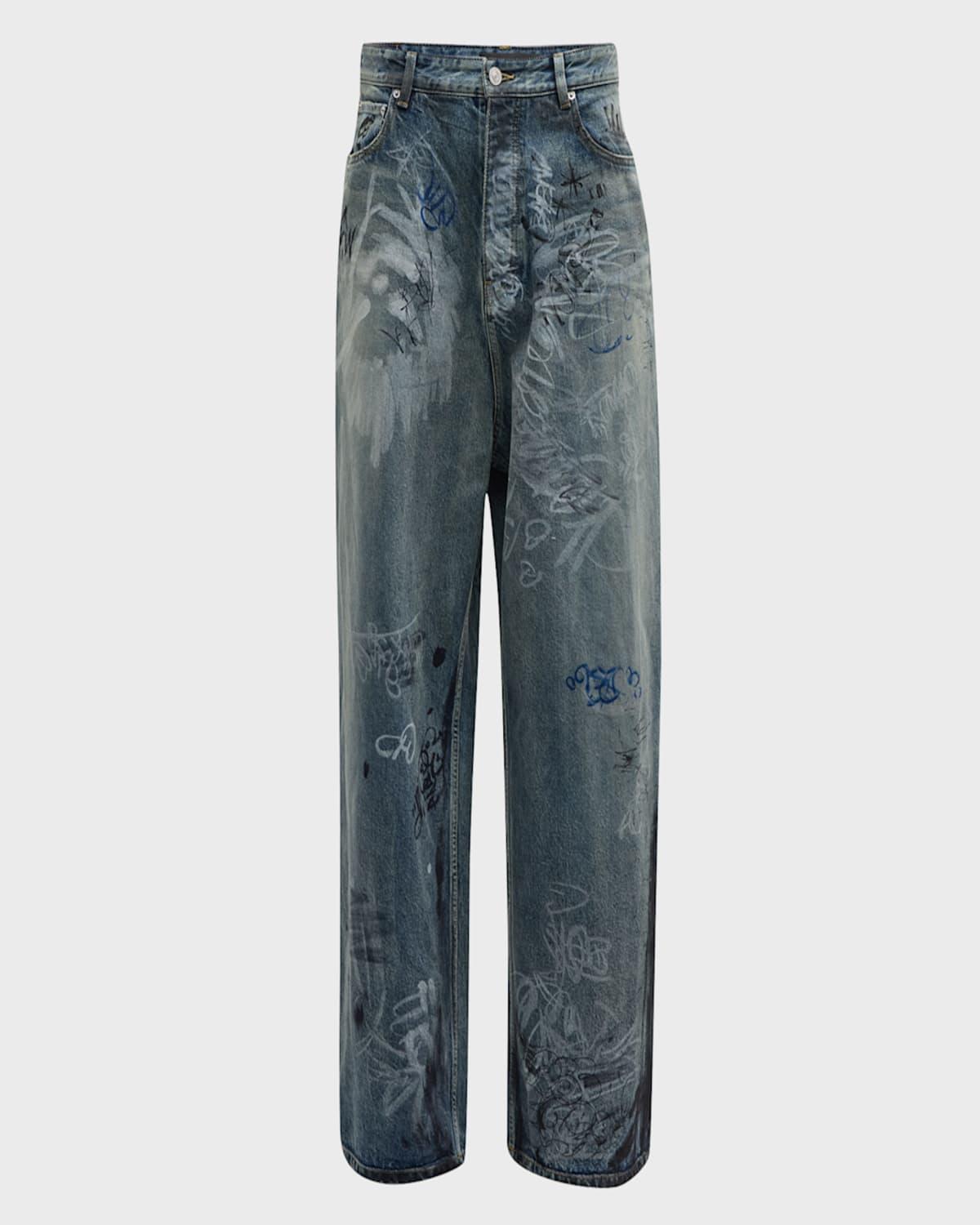 Balenciaga Graffiti Baggy Pants in Blue for Men | Lyst Balenciaga Graffiti Baggy Pants in Blue for Men | Lyst