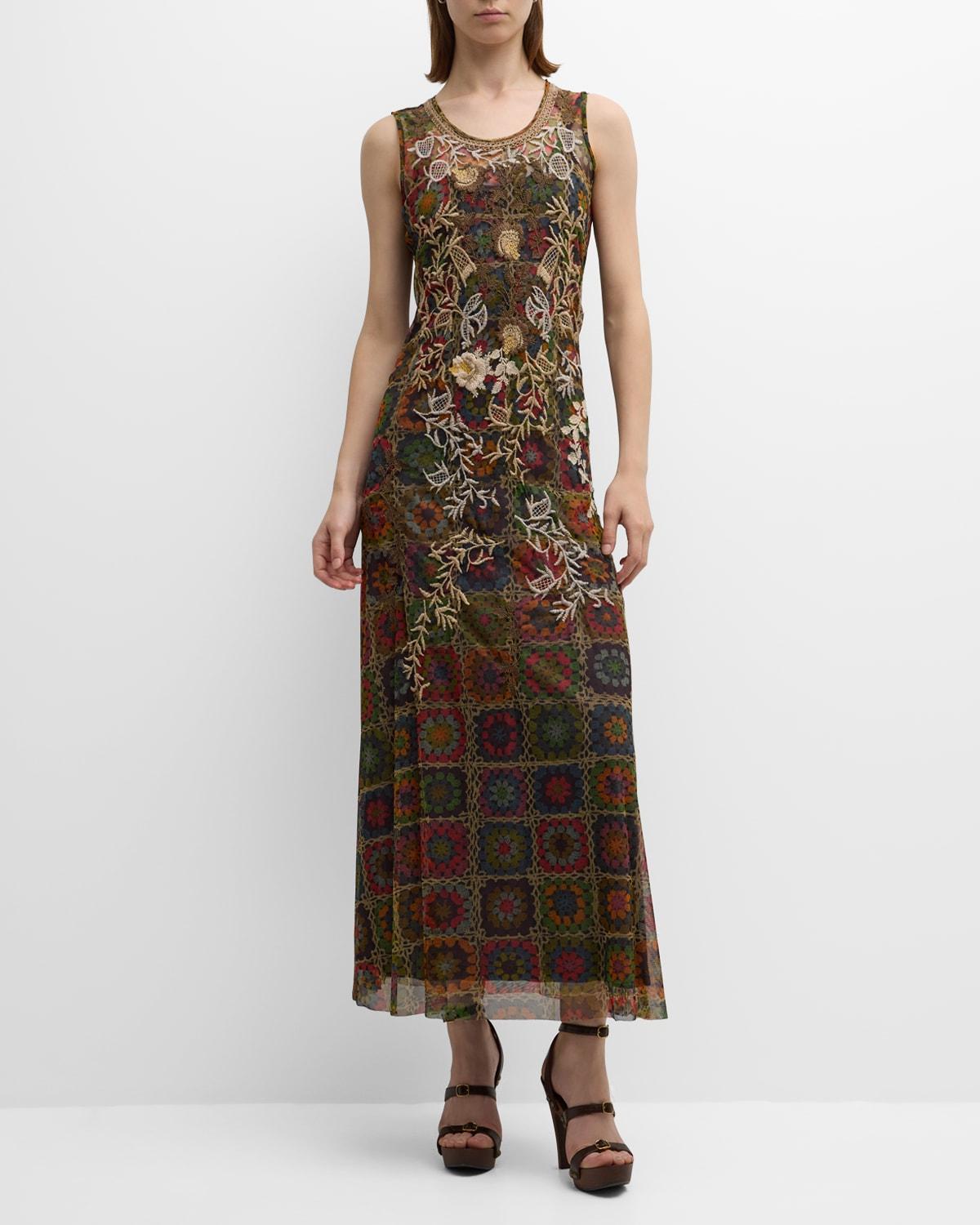 Johnny Was Bitola Patchworkprint Embroidered Maxi Dress in Brown Lyst