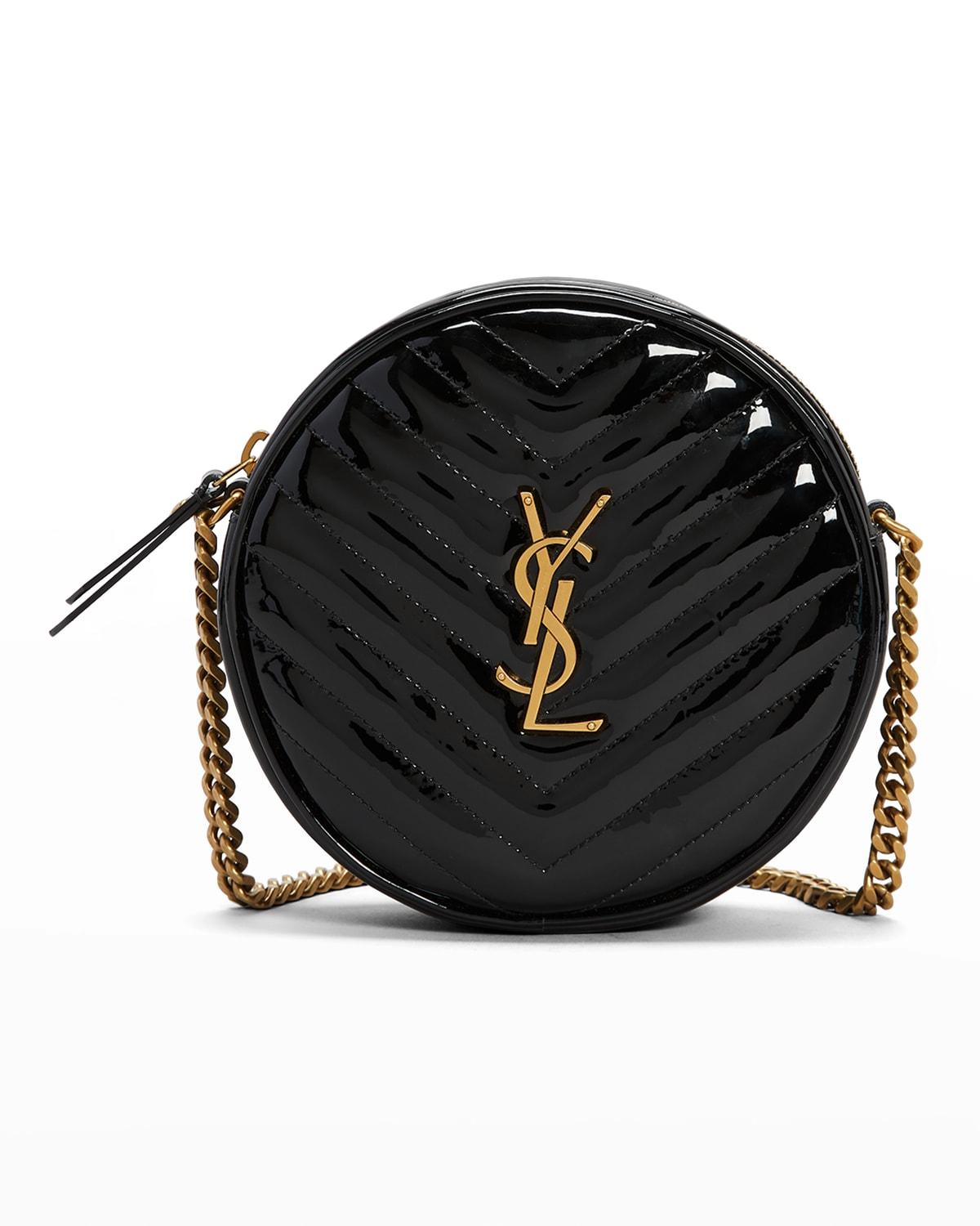 Saint Laurent Ysl Quilted Patent Round Crossbody Bag in Black Lyst