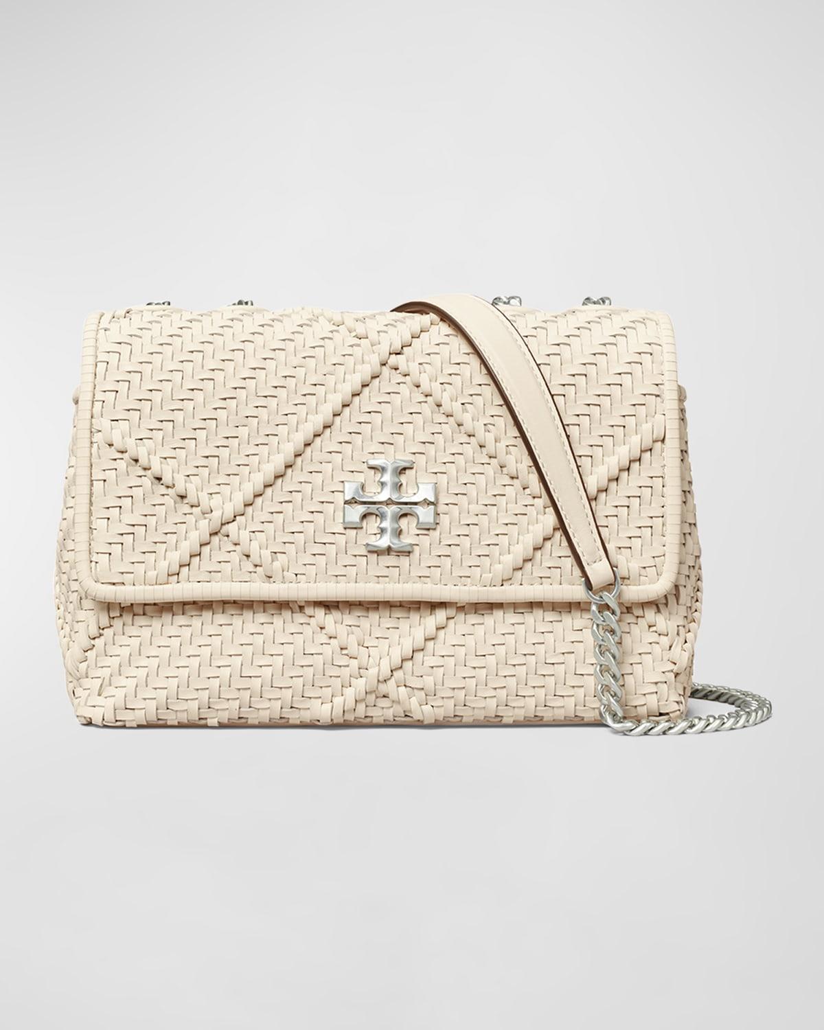 Tory Burch Kira Small Diamond Woven Convertible Shoulder Bag in Natural