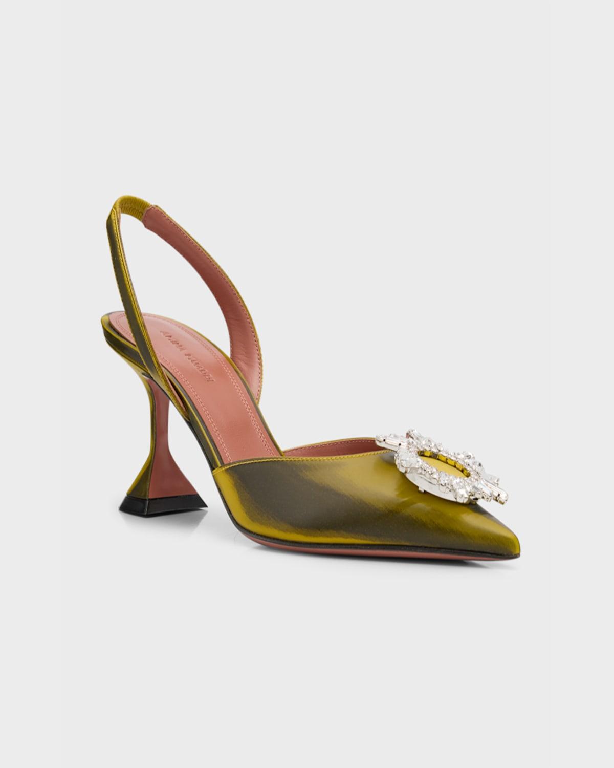 AMINA MUADDI Begum Mirror Ornament Slingback Pumps in Metallic | Lyst