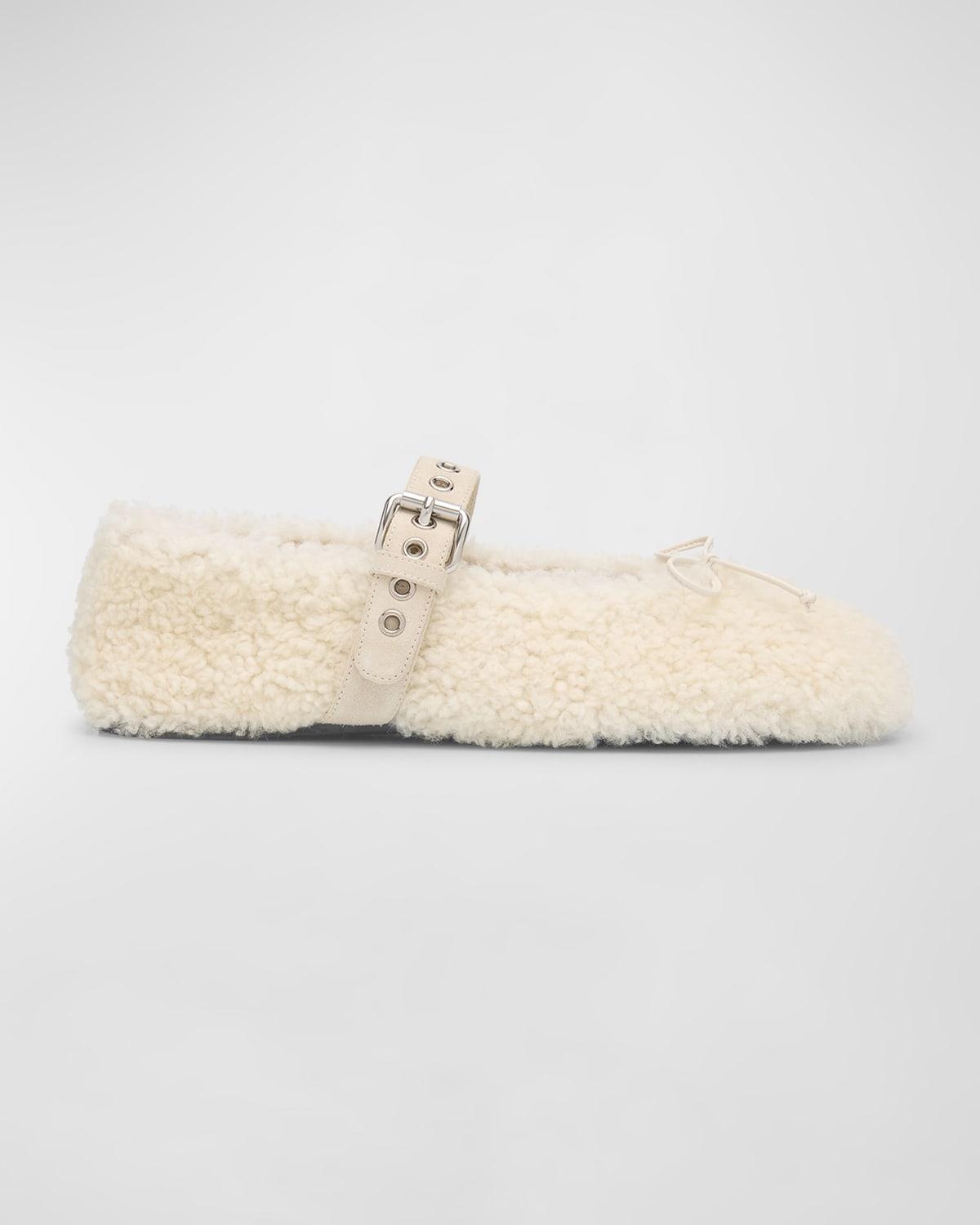 MM SHEARLING SHOES IN BROWN AND WHITE SUEDE